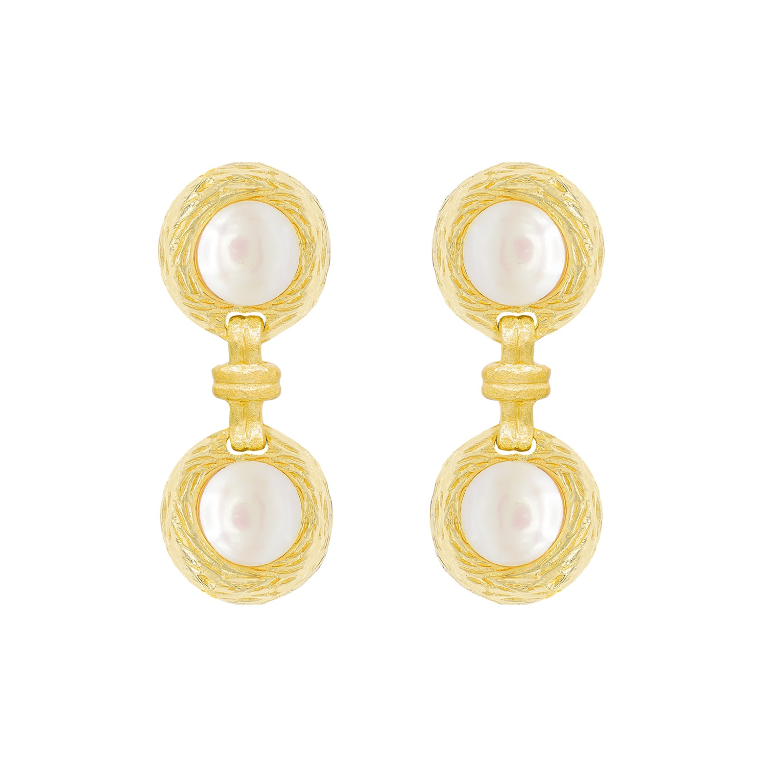 Marcia Moran Women's Gold Aral Earrings In Pearl
