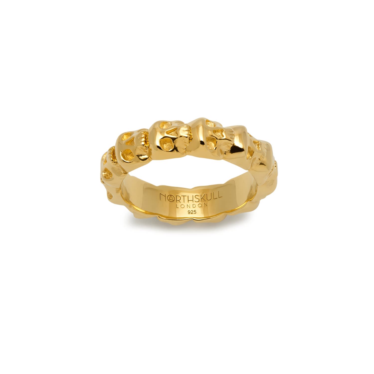 Medius Skull Band Ring In Gold Northskull Wolf Badger