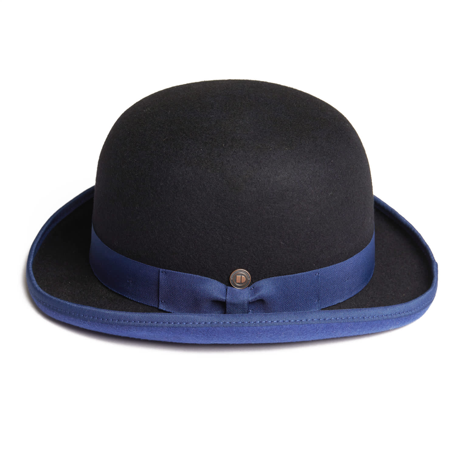 Brooke Black Blue Wool Felt Bowler Derby Hat | Dasmarca Hats  display picture 1