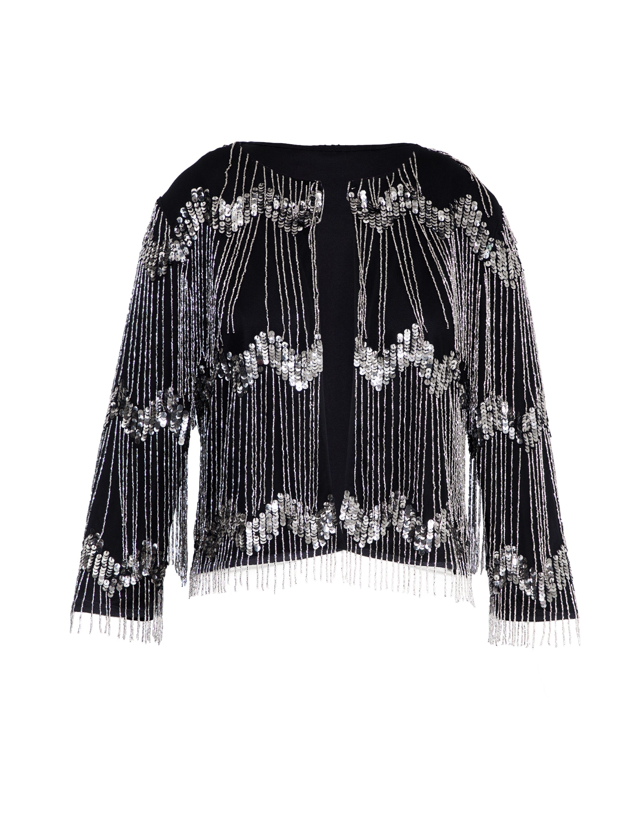 Women's Black / Silver Phoebie Black Silver Fringe Jacket | Extra Large | Rose & Nancy