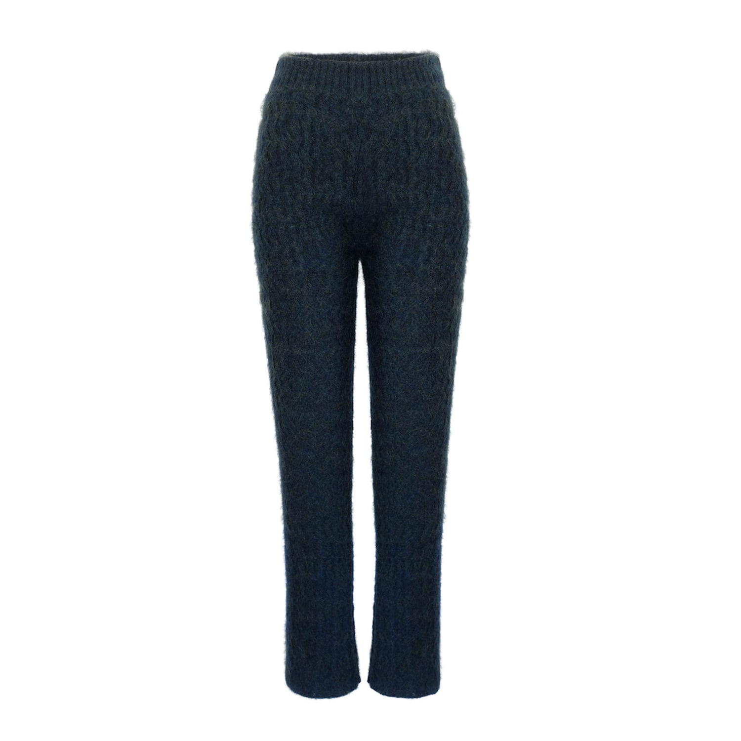 Ccy Currency Women's Mohair Zigzag Knitted Pants - Dark Green Melange In Green