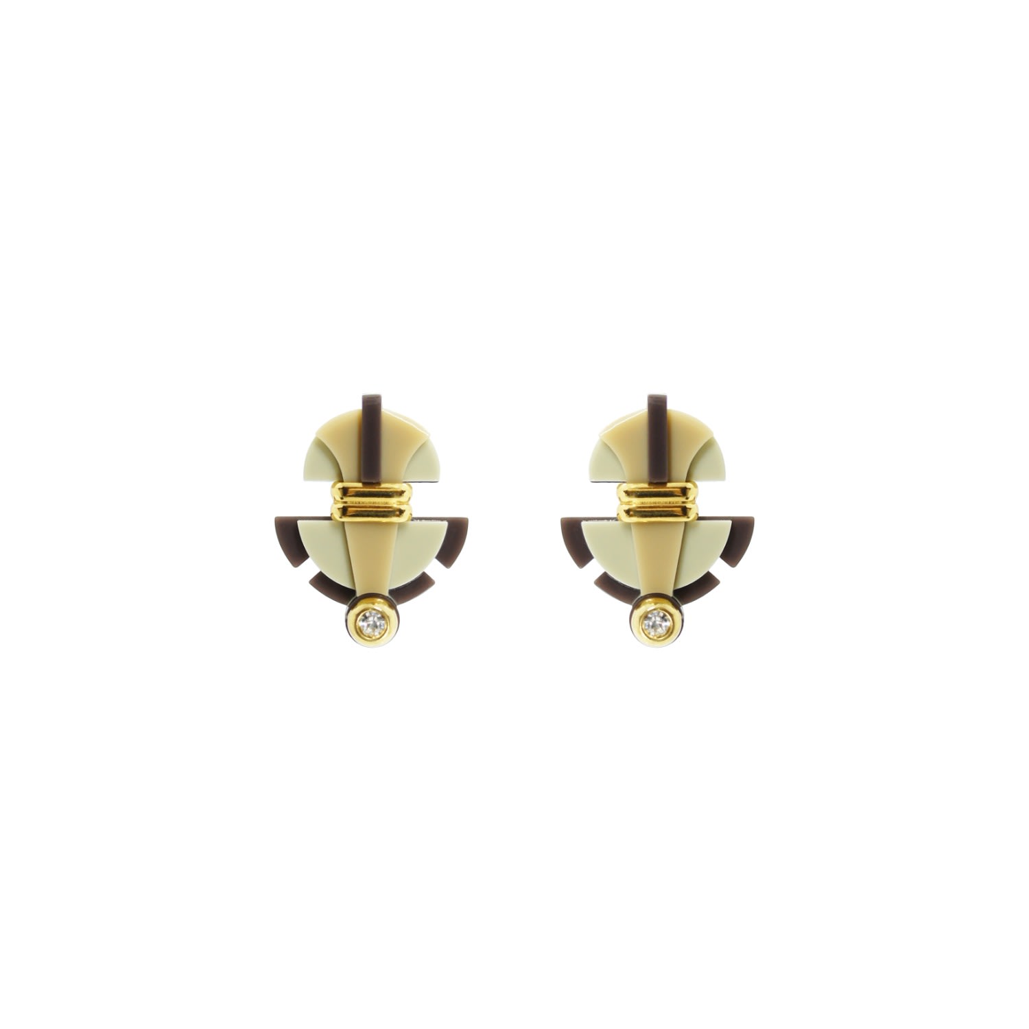 Gissa Bicalho Women's Neutrals Acrylic Handmade Earring Buriti Kahki In Multi