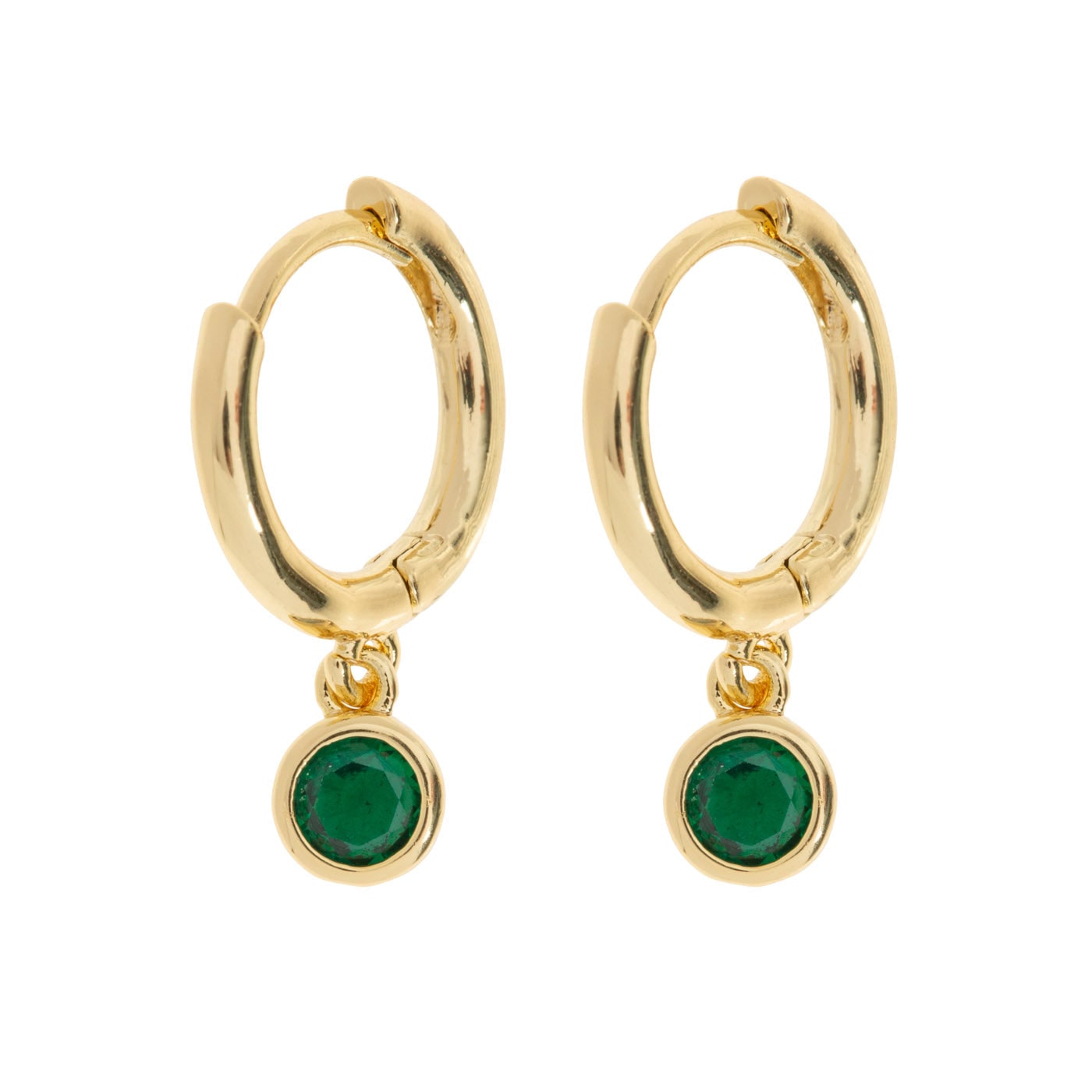 Timi Of Sweden Women's Gold Brave - Green Crystal Hoop Earrings