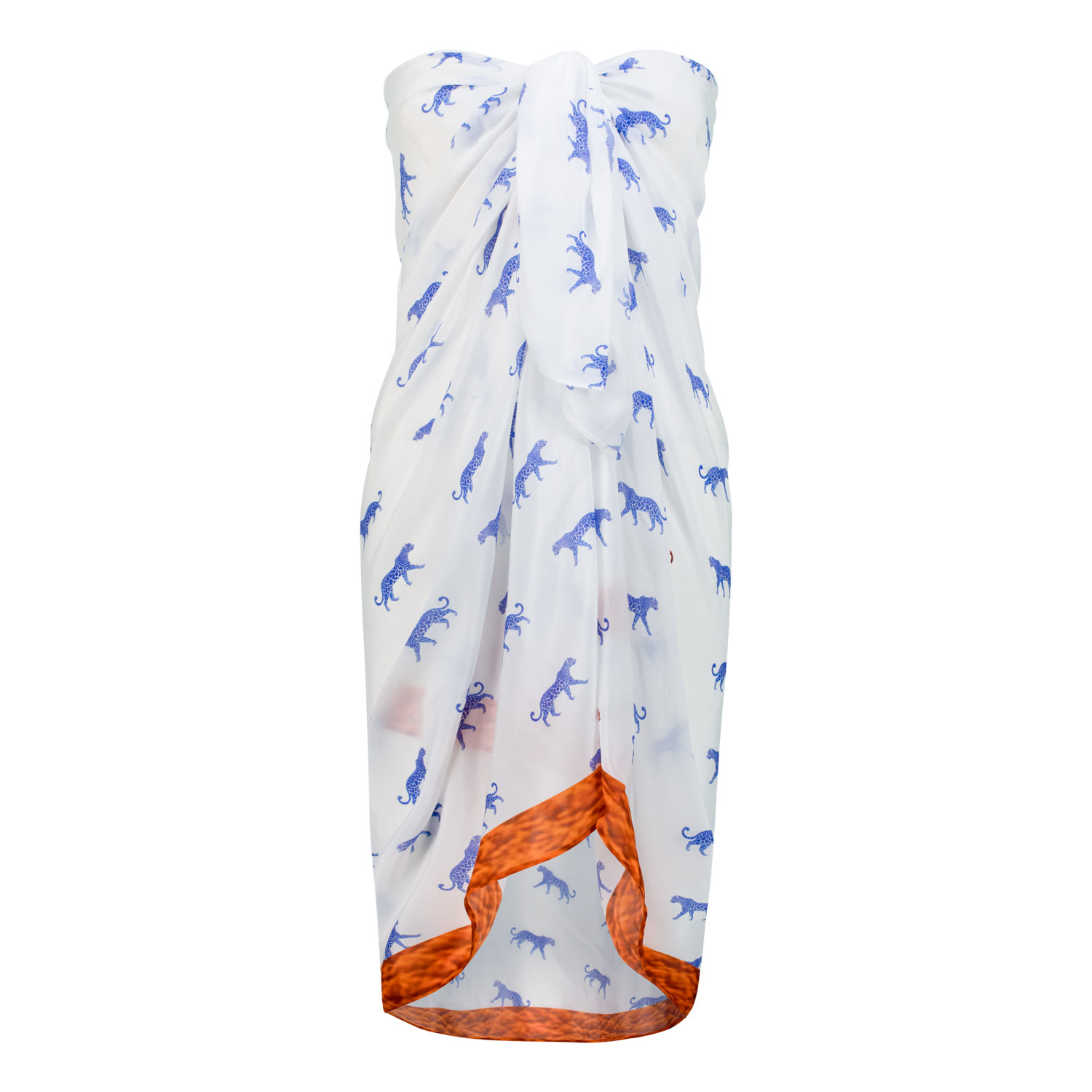 Dhara Sheth Dubai Women's Brown / Blue / White Leopard Luxe Tube-style Sarong