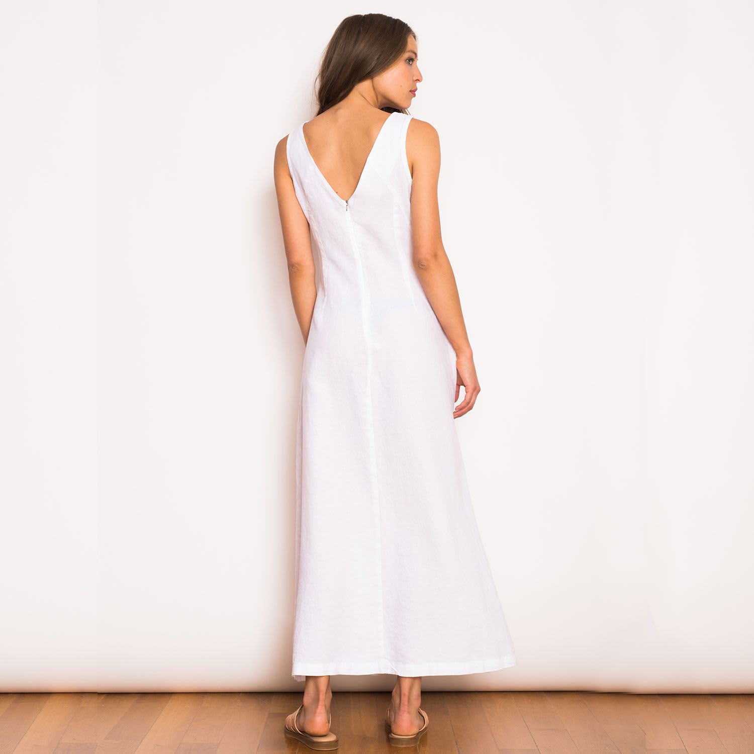linen dress spring FARM Rio Light Blue Spring Affair Euroflax Premium Linen Maxi Dress, ORANGE / XXS main image 0