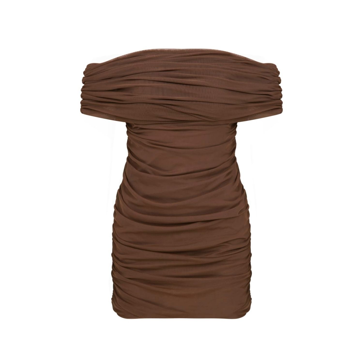 Women's Brown Sheer Dress - Fitted Sheer-Look Mini Dress With Inner Lining - Mocha Muse | Small | Thisisu Collection
