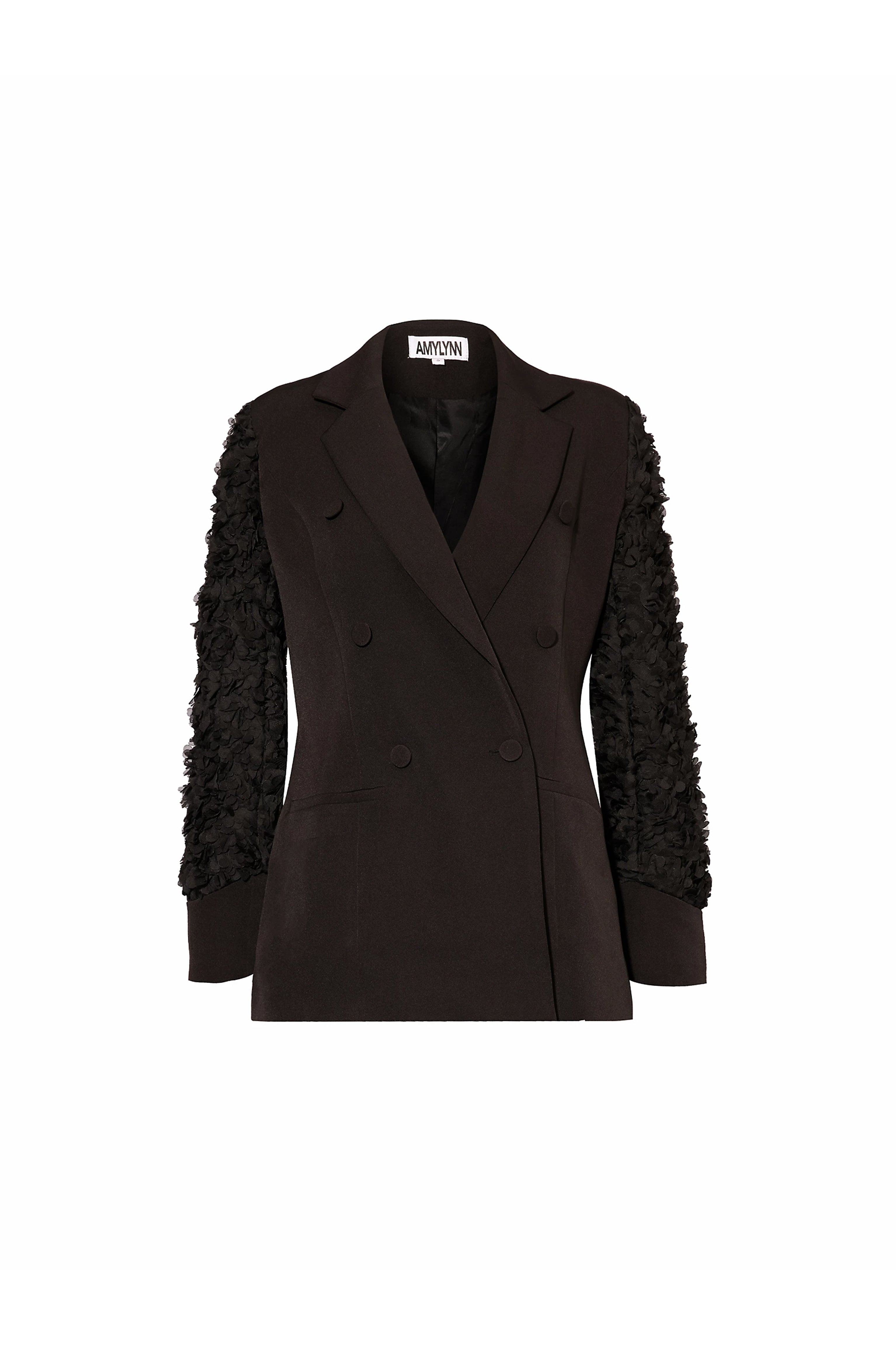 Amy Lynn Women's Brooklyn Black Textured Double Breasted Blazer