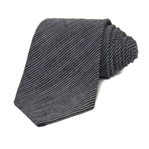 40 COLORI BLACK & GREY STRIPED LINEN TIE