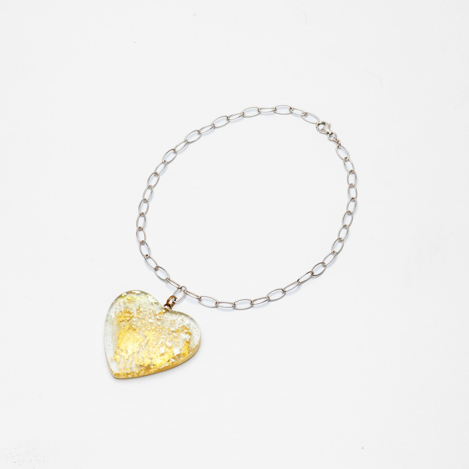 Mad Shoes Women's Gold / Silver Mad Cloud Sterling Silver Necklace With Statement Glass Heart Pendant Adorned 
