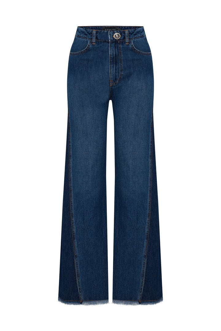 Women's Regular Raw Hem Wide-Leg Denim Lola D. Pants