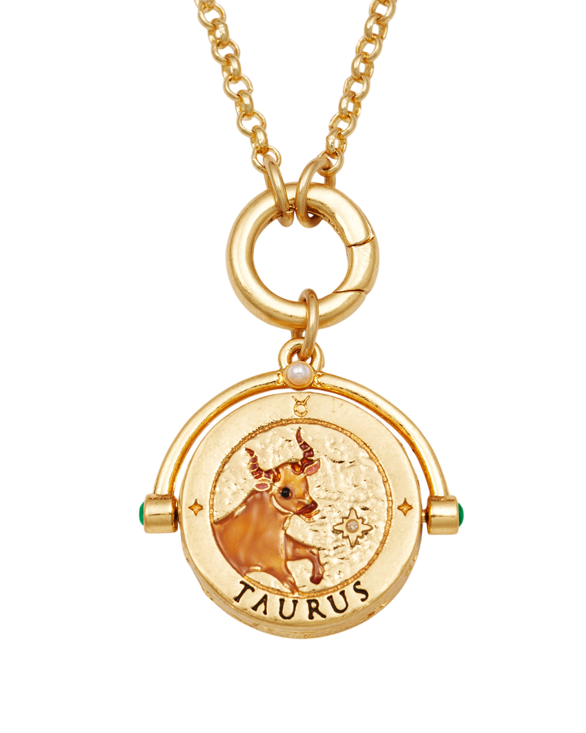 Fable England Women's Taurus Zodiac Spinner Necklace In Gold