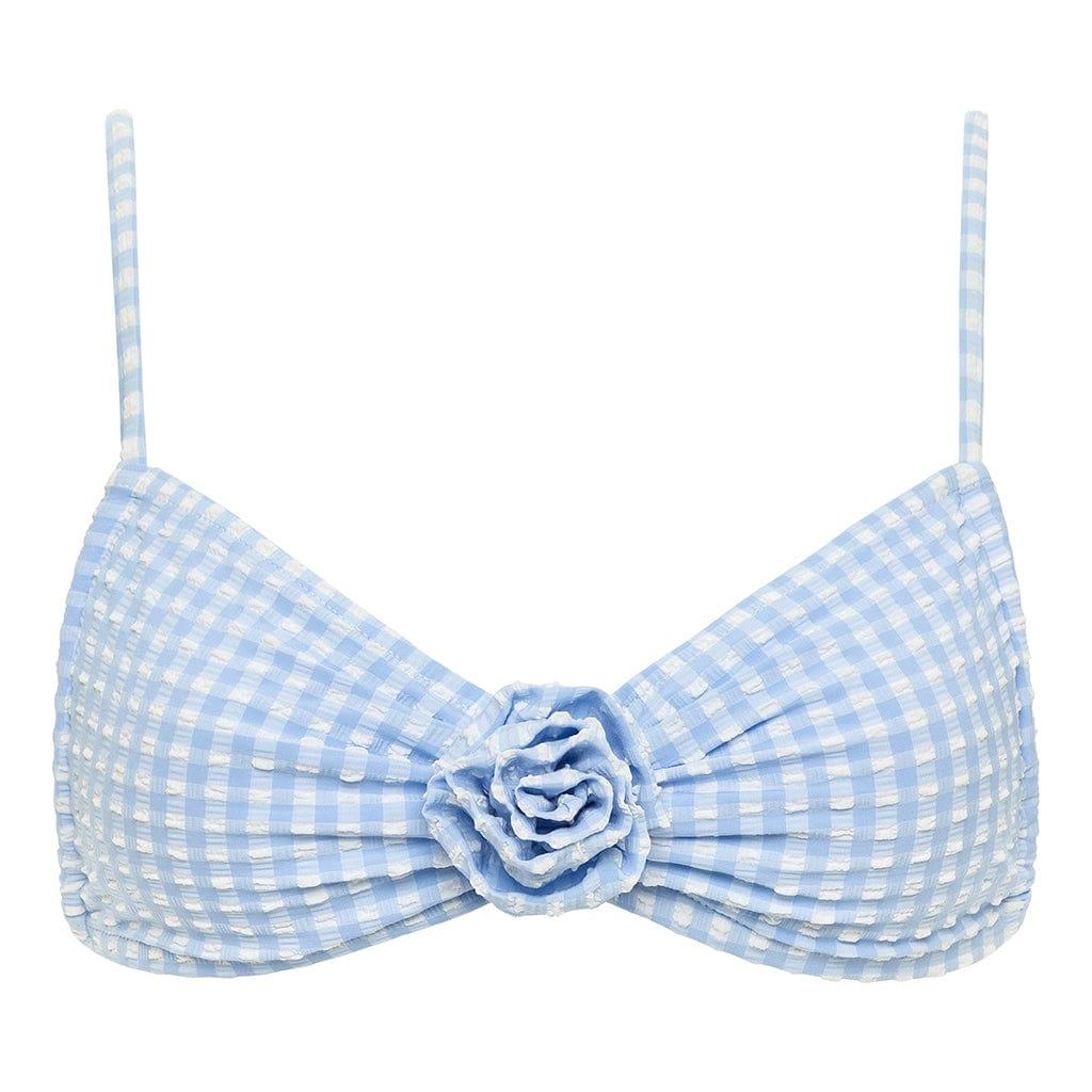 Montce Swim Women's Blue Peri Micro Gingham Devin Rosa Bikini Top In Blue