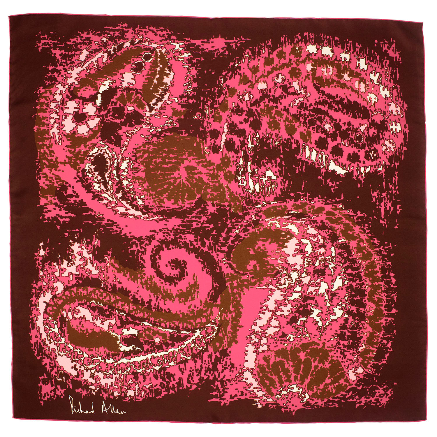 Richard Allan London Women's Green / Brown / Pink Pink Illusion Silk Scarf In Multi