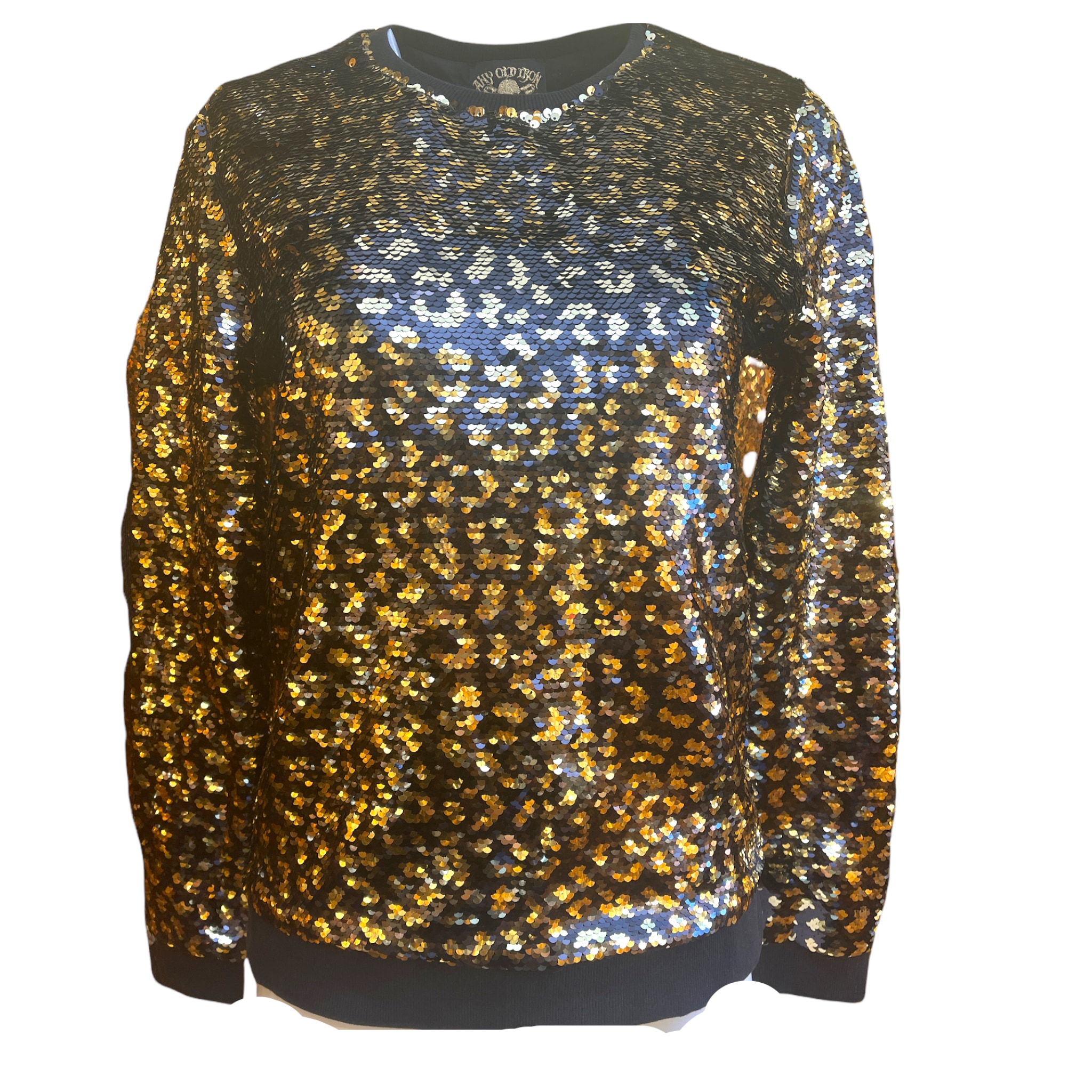 Any Old Iron Mens Leopard Sequin Sweatshirt S