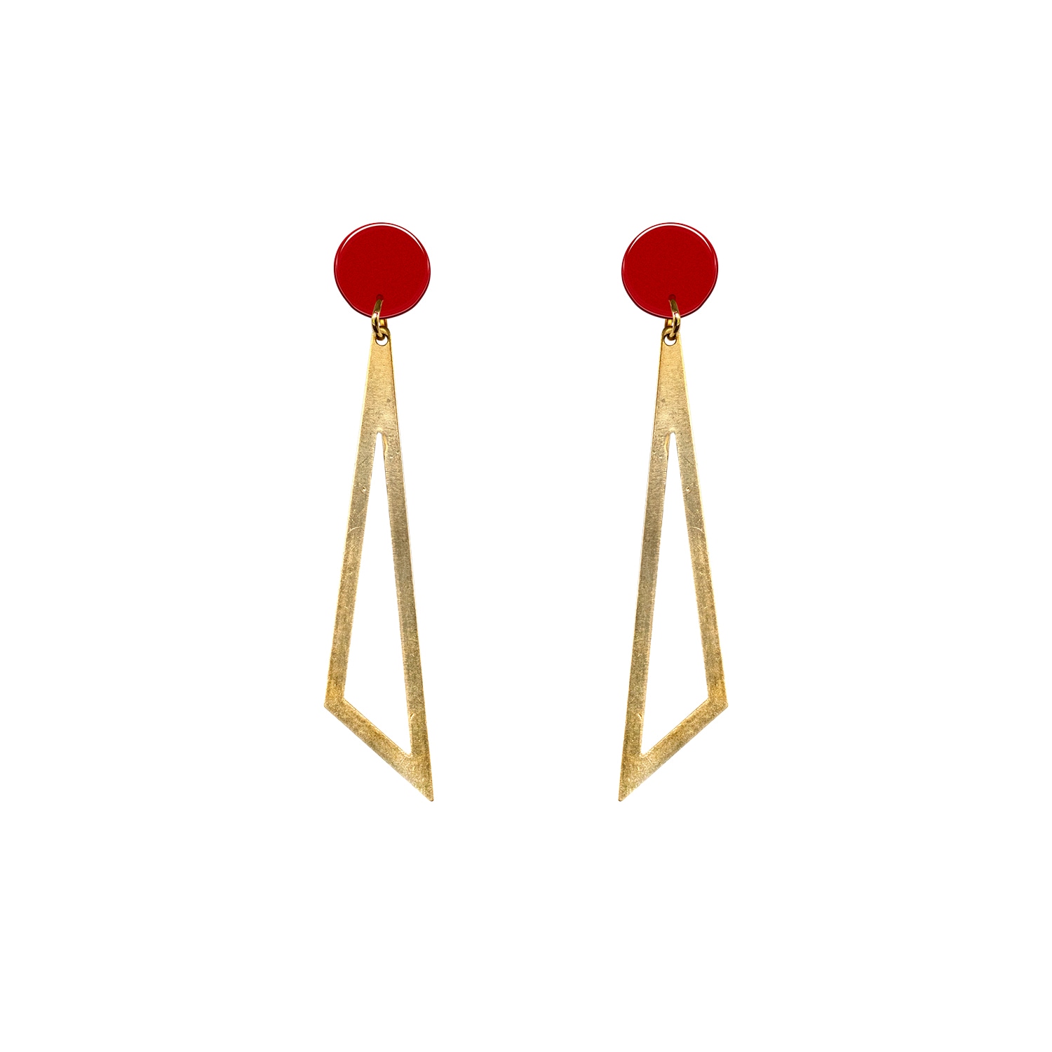 Ziolla Designs Women's Red / Gold Brigitte Geometrical Red & Gold Earrings In Multi