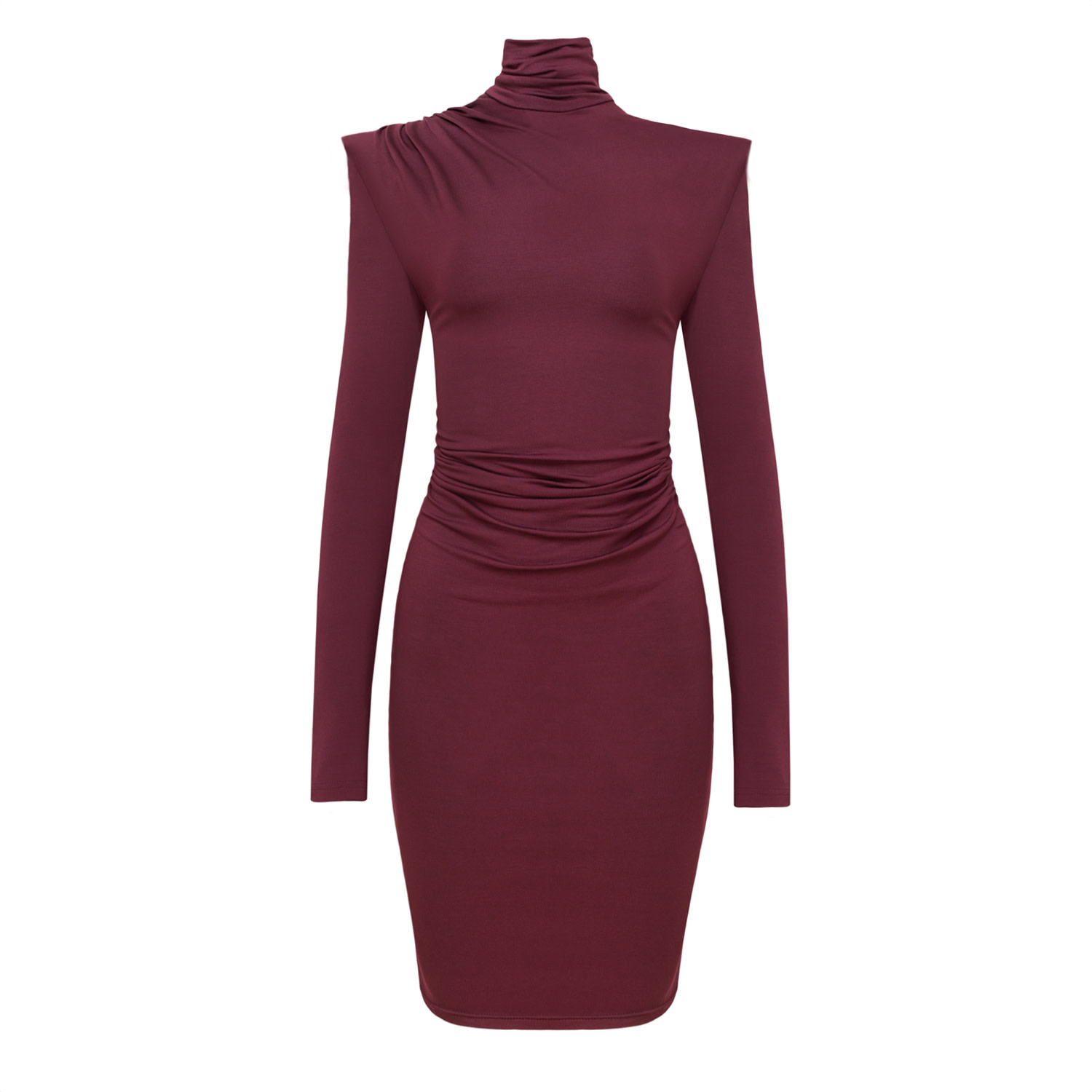 Women's Red Dress With A Fitted Cut And A Subtle Turtleneck Soreen Maroon | Xs/S | Mandragora