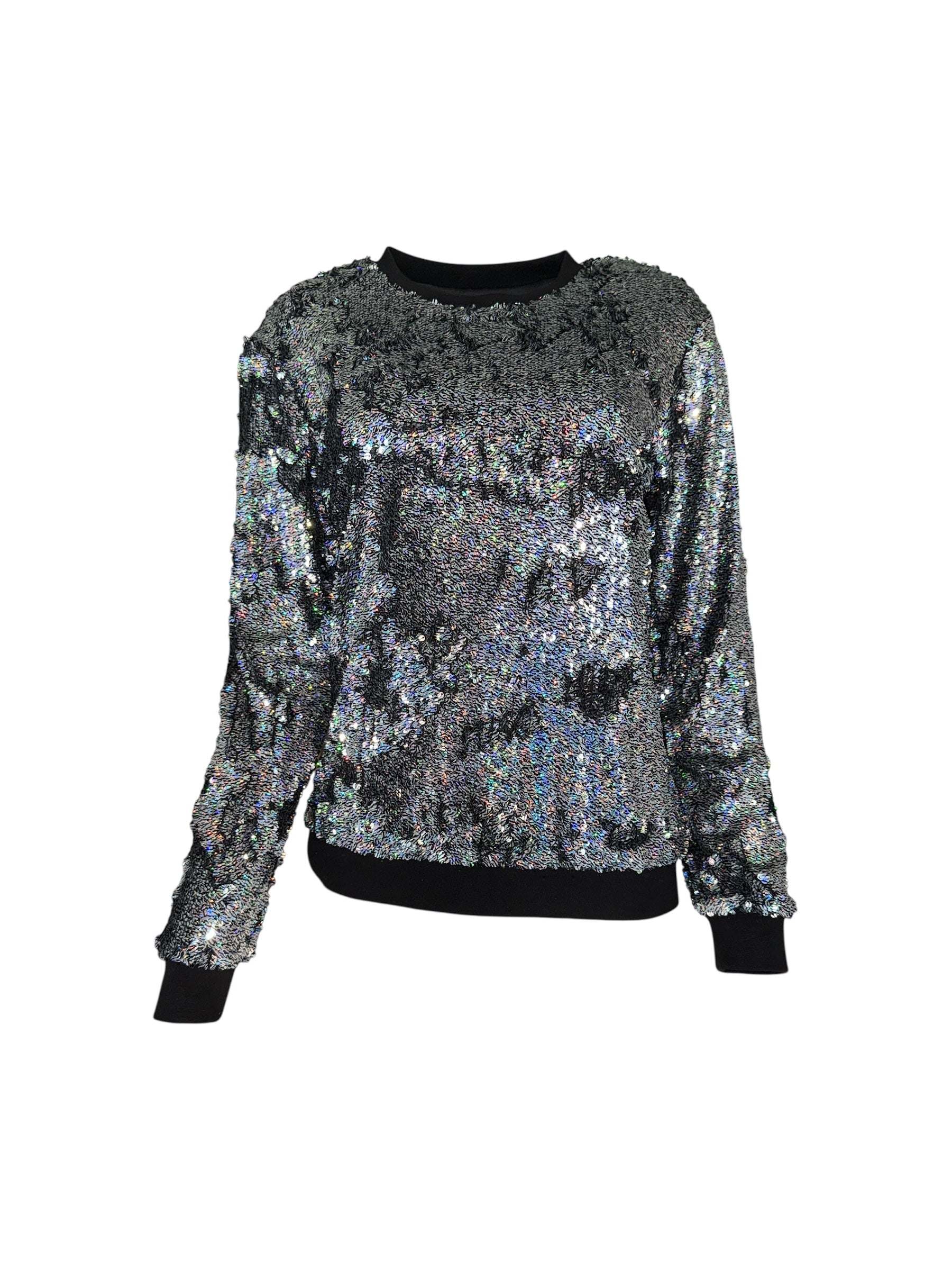 Any Old Iron Women's Black / Silver Holographic Glitter Forever Sequin Sweatshirt In Multi