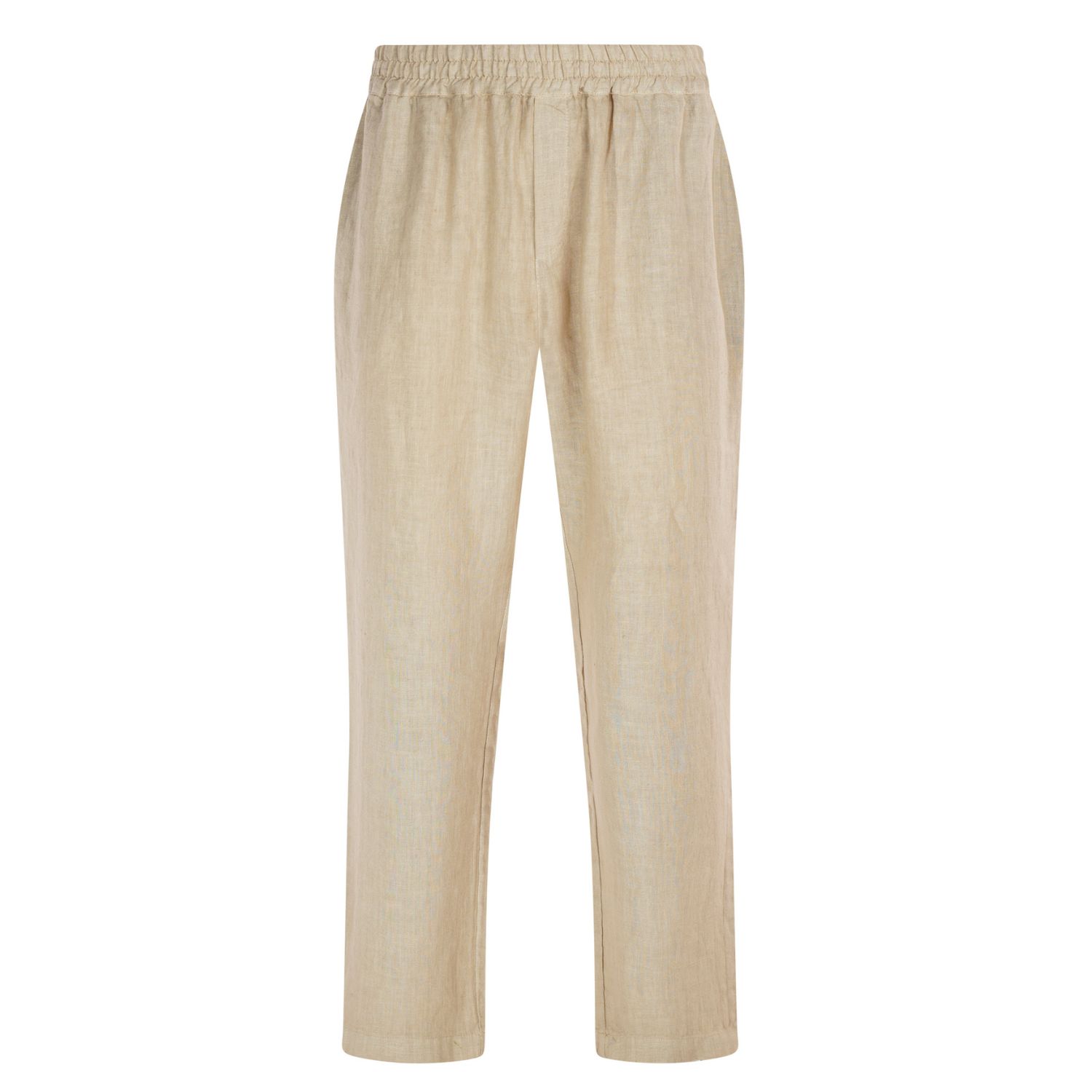 Haris Cotton Men's Neutrals Linen Pants With Elastic Waistband And Back Pockets  Beach Sand