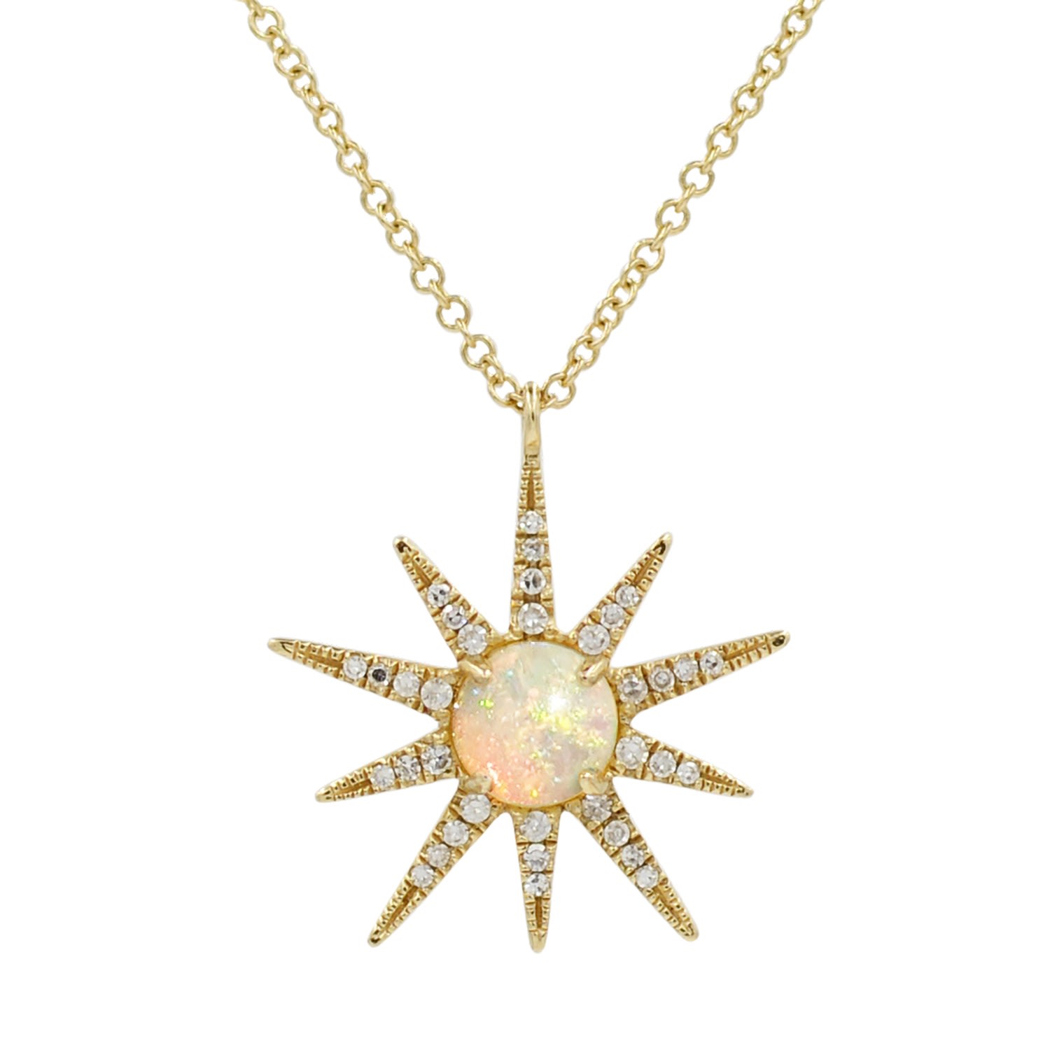 Kamaria Women's Opal Starburst Necklace With Diamonds