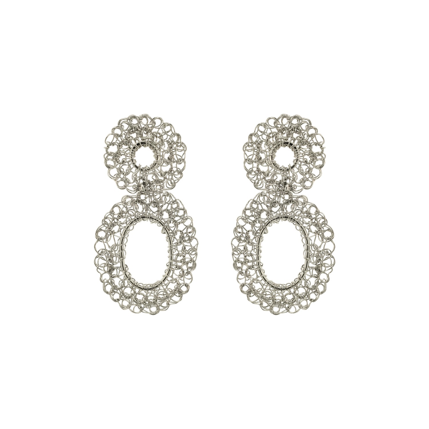 Lavish By Tricia Milaneze Women's All Silver Artemis Mini Handmade Crochet Earrings