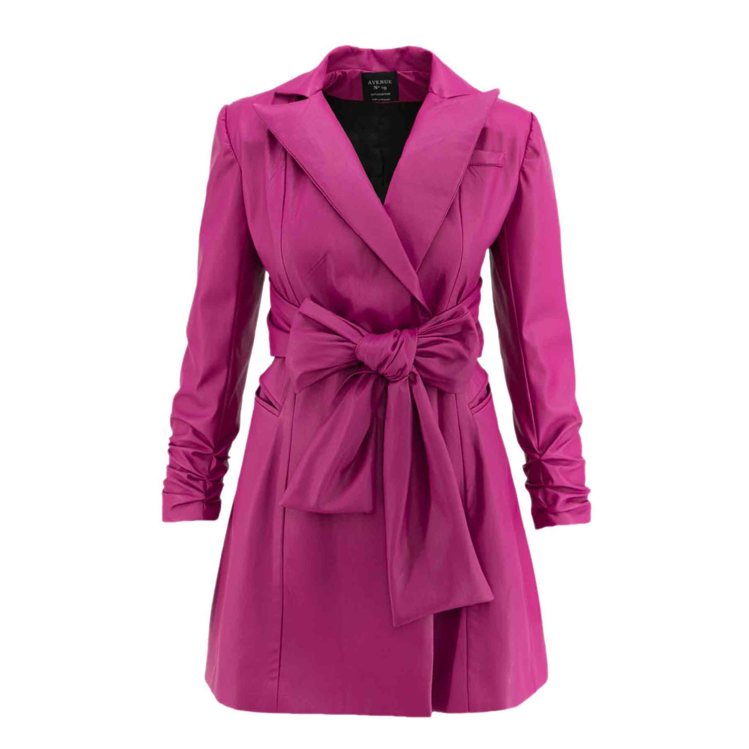 Avenue No.29 Women's Pink / Purple Eco Leather Blazer Dress With Bow In Pink/purple