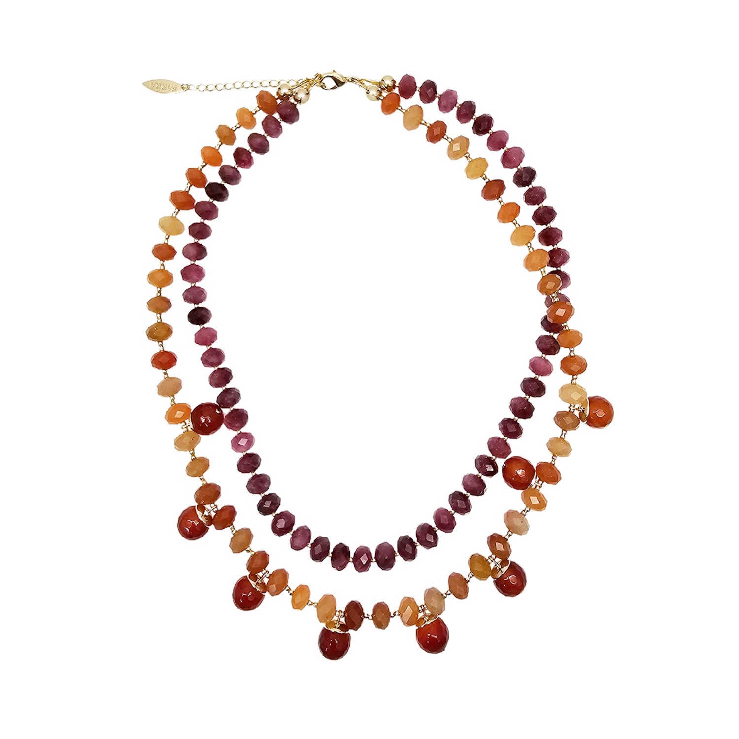Farra Women's Red Agate Double Layers Statement Necklace