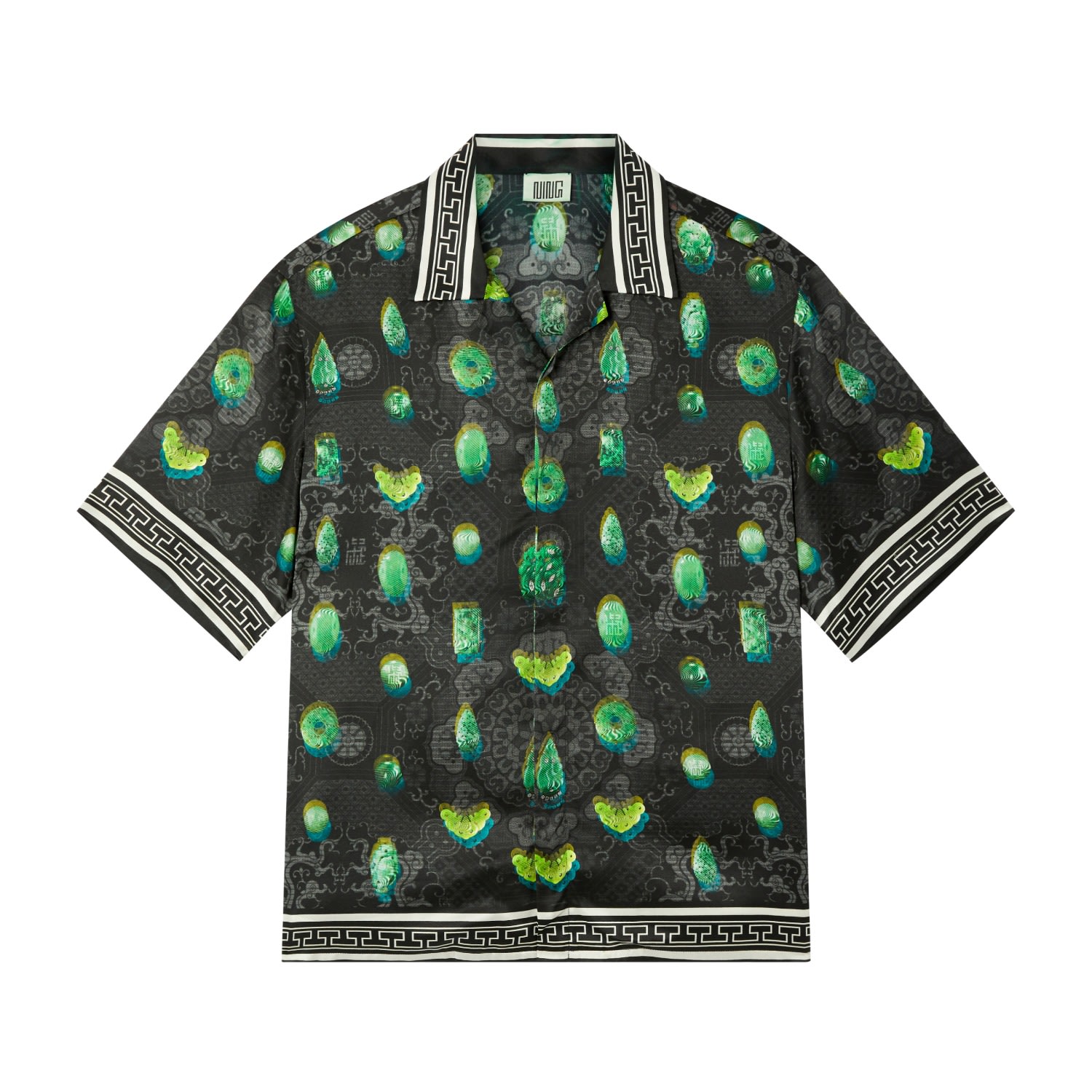 Men’s Green Short Sleeve Jade Night Silk Shirt Extra Large Ning Dynasty