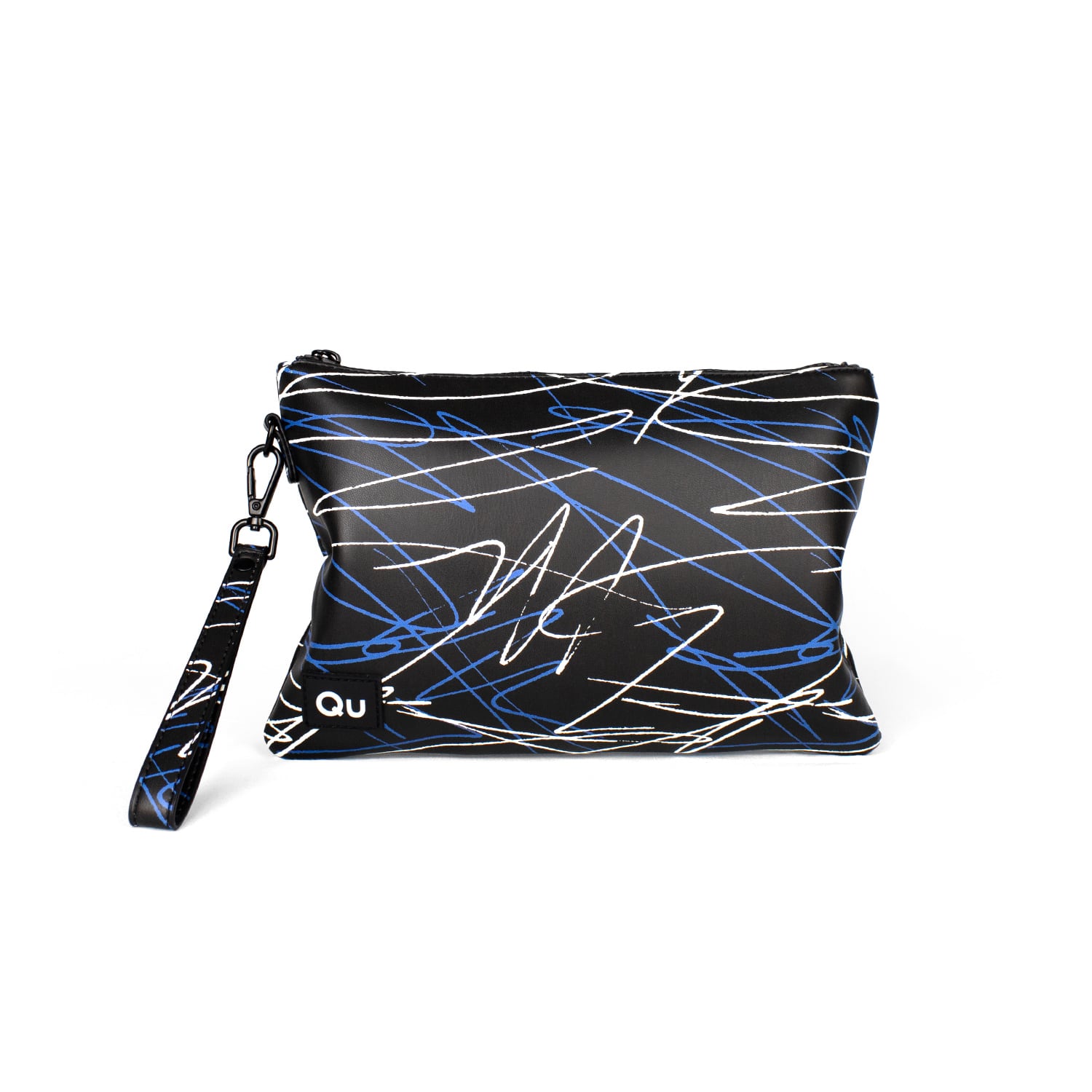 Qu Women's Black / Blue Blue Scribbles Pouch In Multi