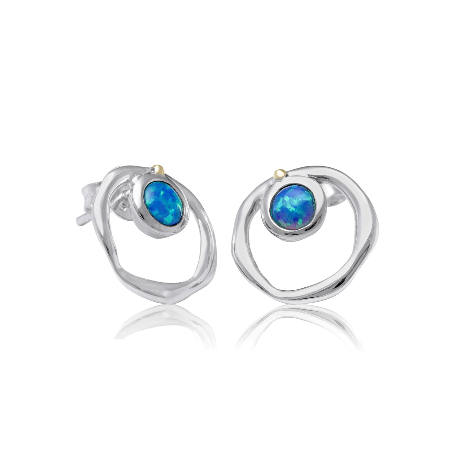 Isla Silver Women's Blue / Silver Vibrant Blue Opal Stud Earrings