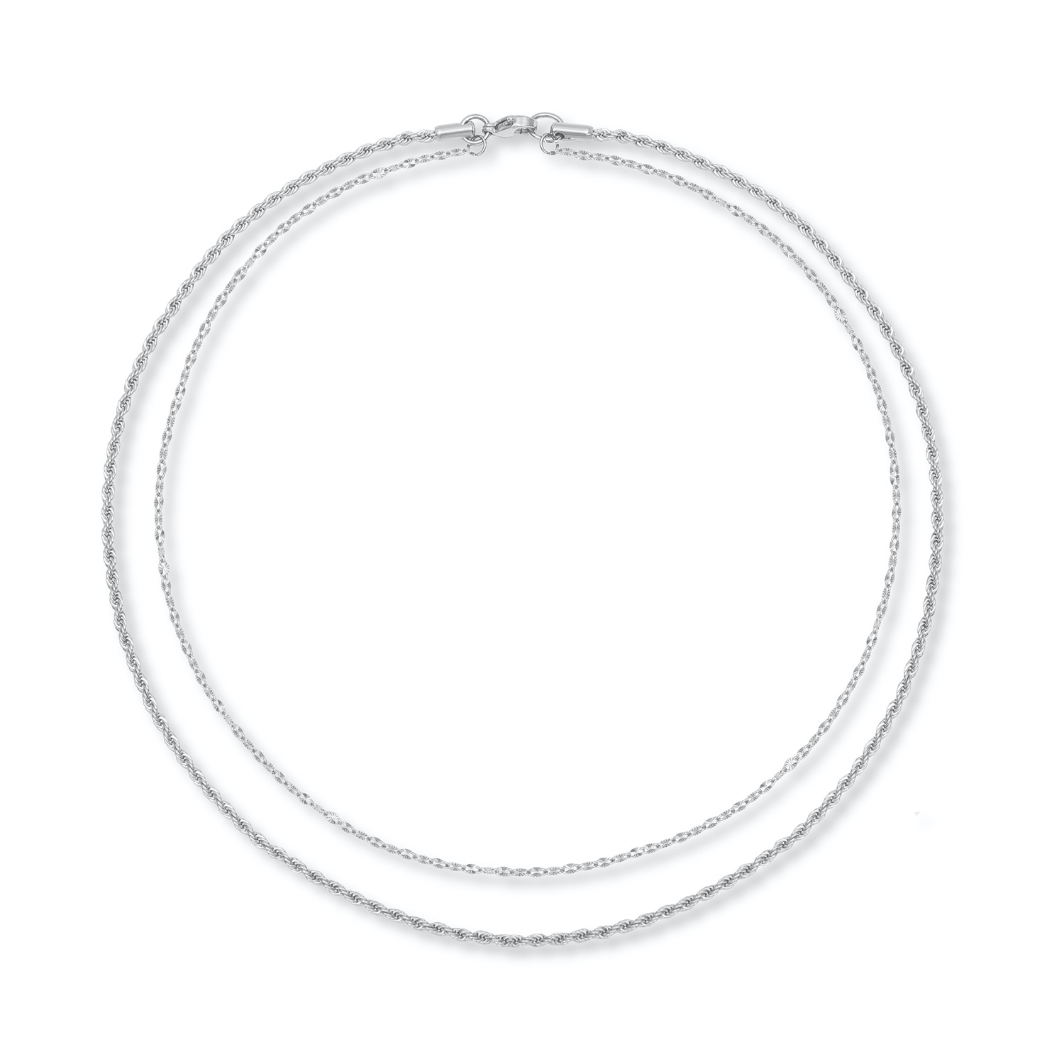 A Weathered Penny Women's Silver Contrast Layered Necklace In White