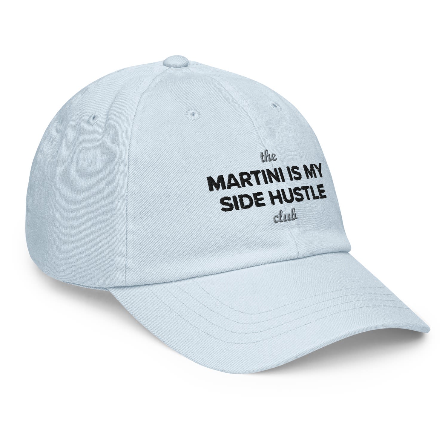 Anchor & Crew Pastel Blue Martini Is My Side Hustle Club Chino Embroidered Cap - Men In Blue