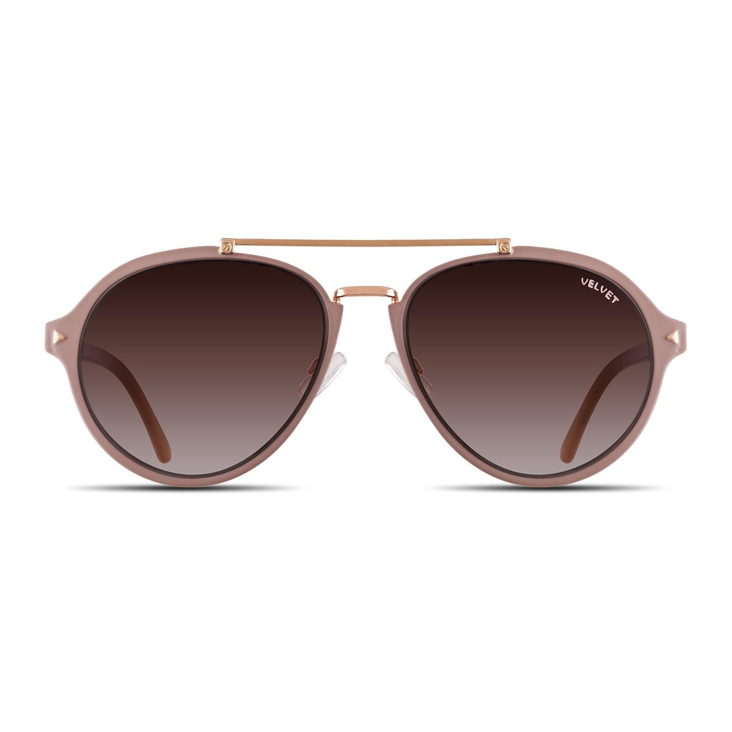 Velvet Mauve and Gold Aviator Sunglasses Velvet Eyewear® Square Face Shape Sunglass Style Box | Set  main image 4