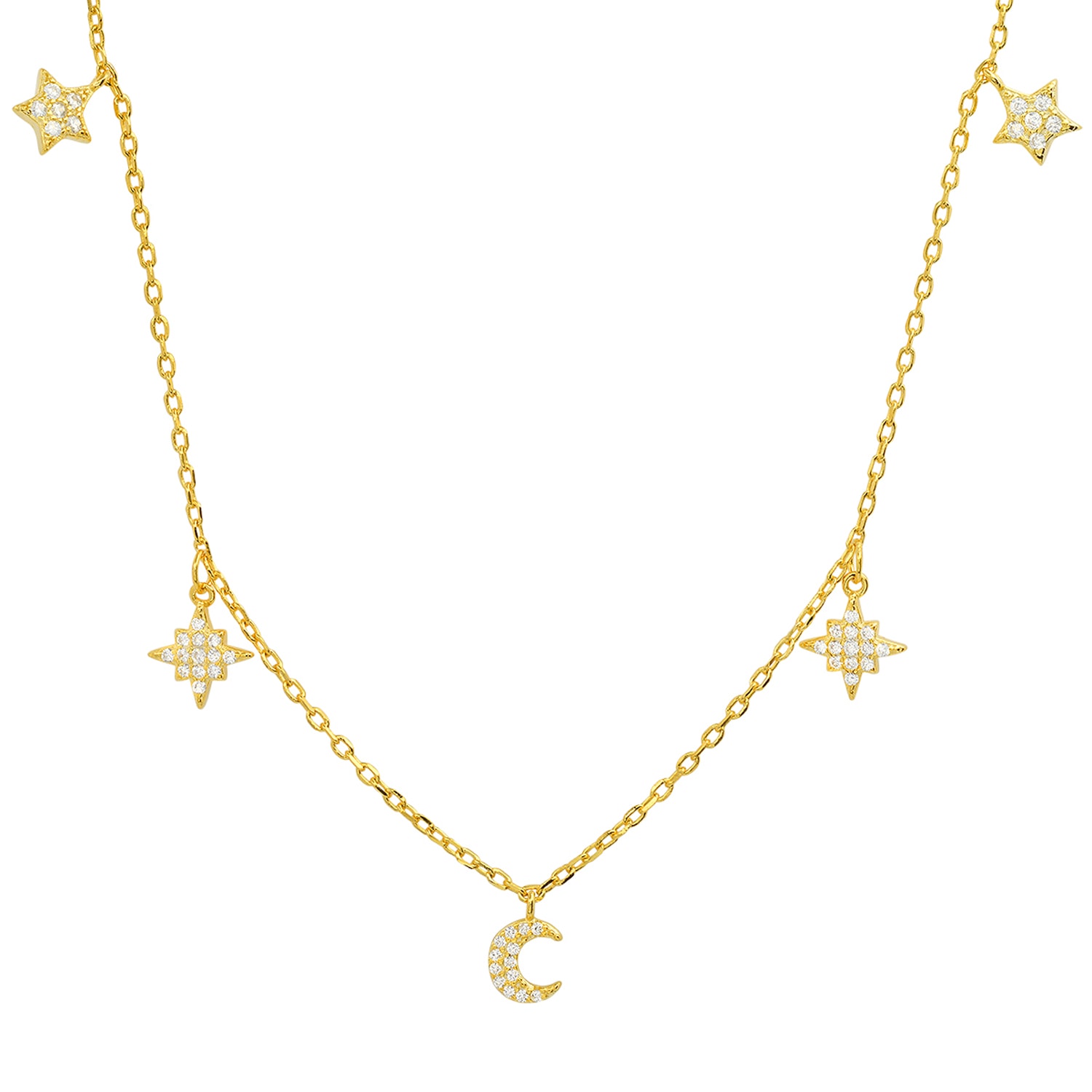 Kylie Harper Women's Gold Dangling Celestial Charm Necklace