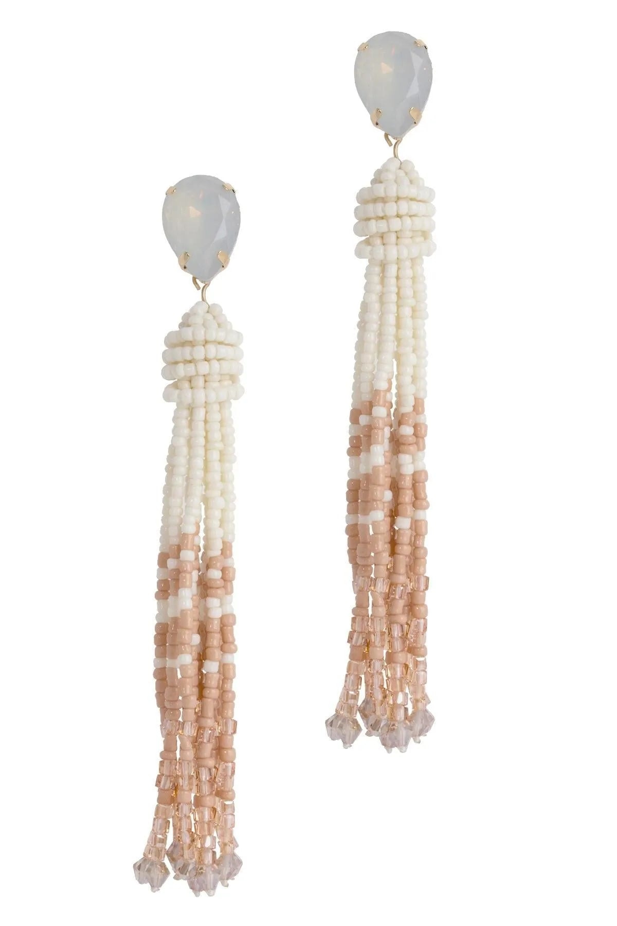 Saachi Women's Brown Tassel Beaded Statement Earrings