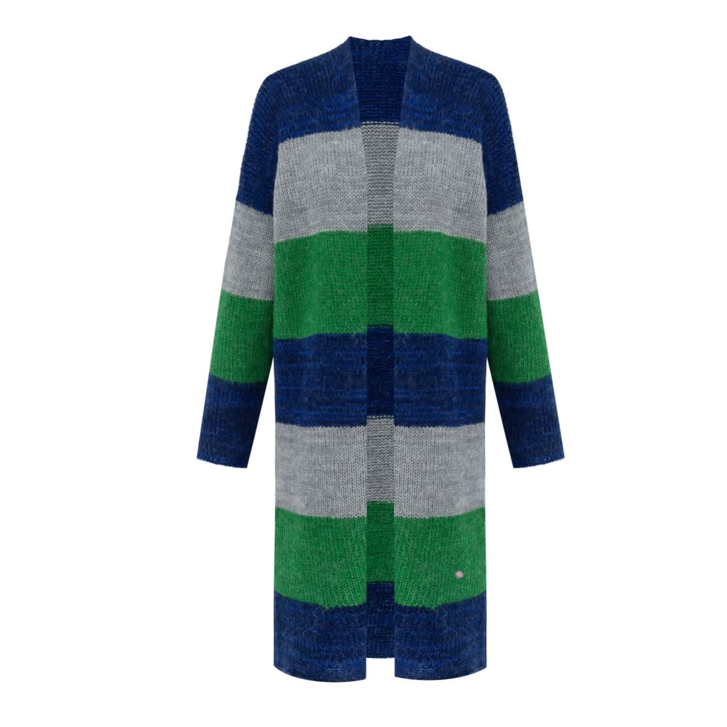 green and white striped cardigan