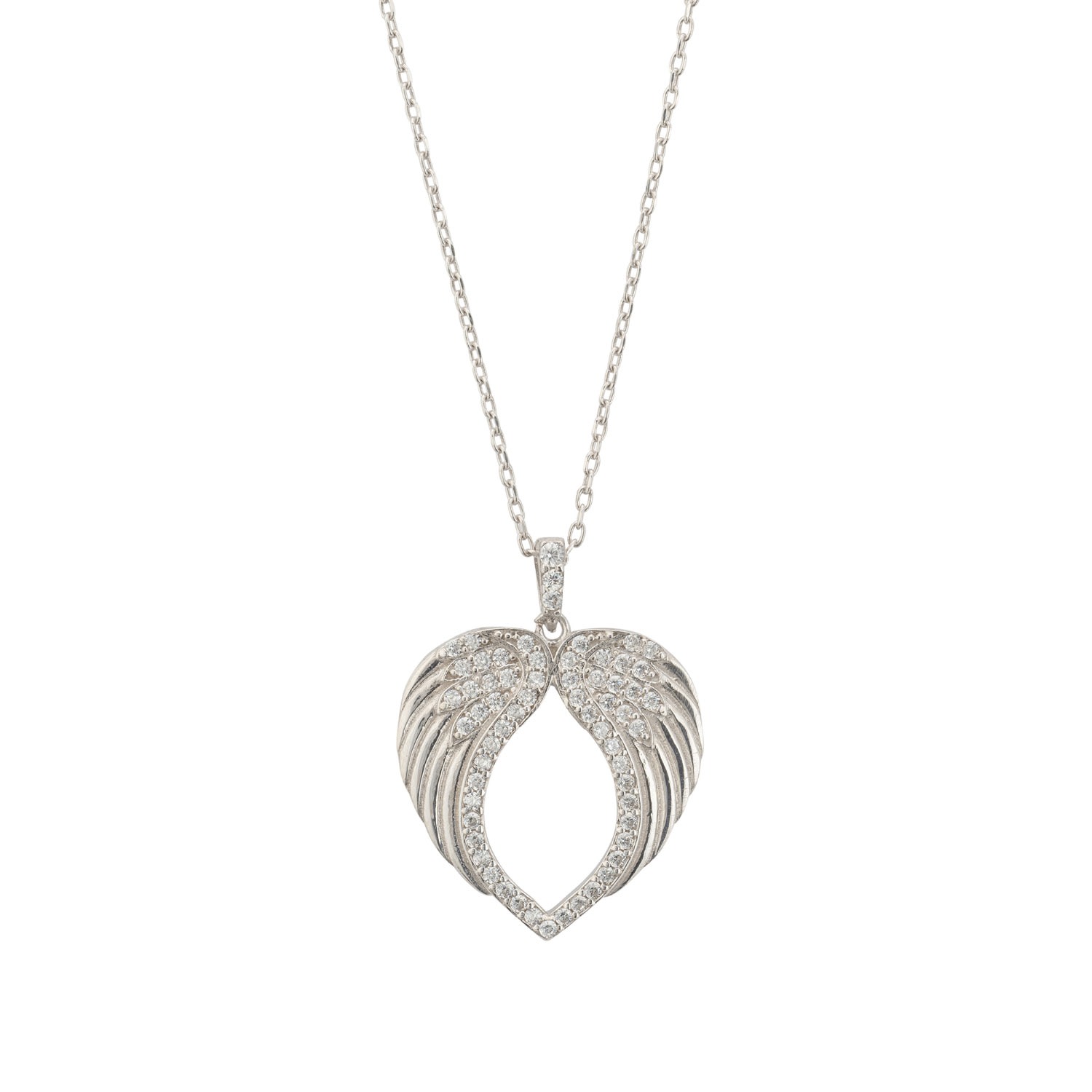 Women’s White / Silver Protective Heart Angel Wing Pendant Necklace Silver Latelita