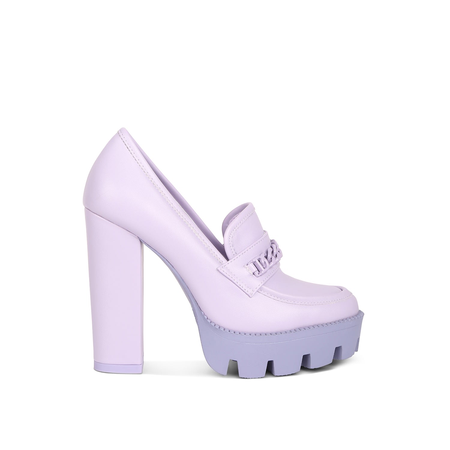 Rag & Co Women's Pink / Purple Corinne Lilac Chain Embellished Chunky Loafers