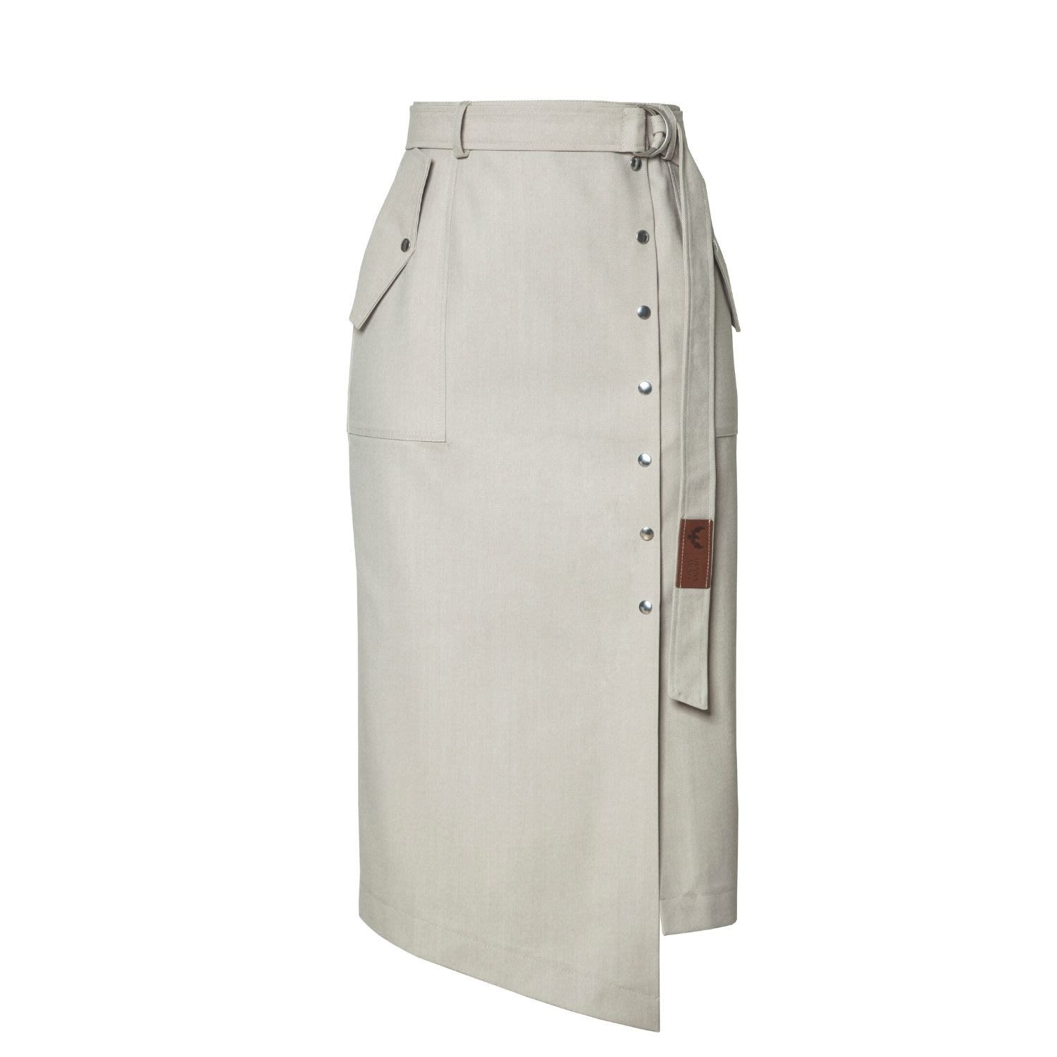 Women’s Neutrals Sue Belted Pencil Skirt In Almond Milk Medium Diana Arno