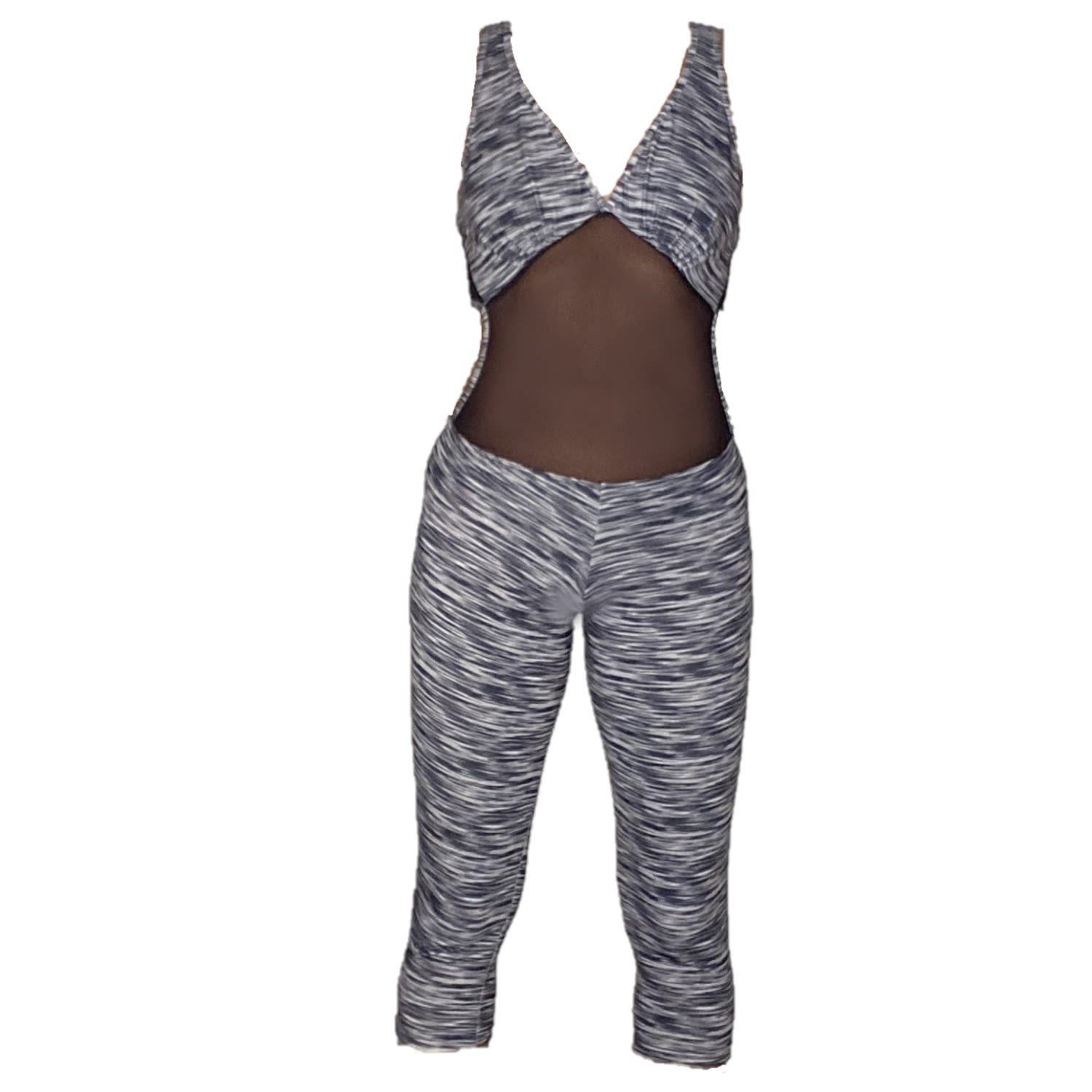 Women’s Naomi Bodysuit/Jumpsuit - Black & White Print With Black Mesh Small Brasini Swimwear