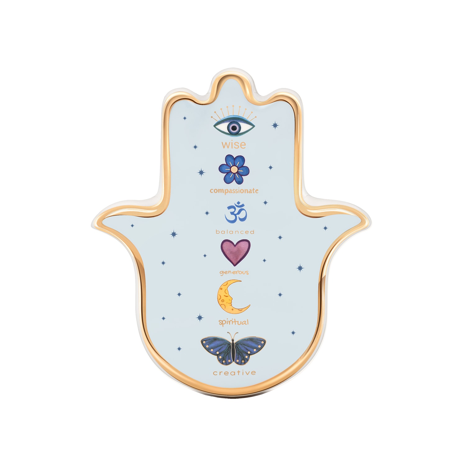 Karma And Luck Blue / Gold Boundless Miracles Hamsa Wall Blessing