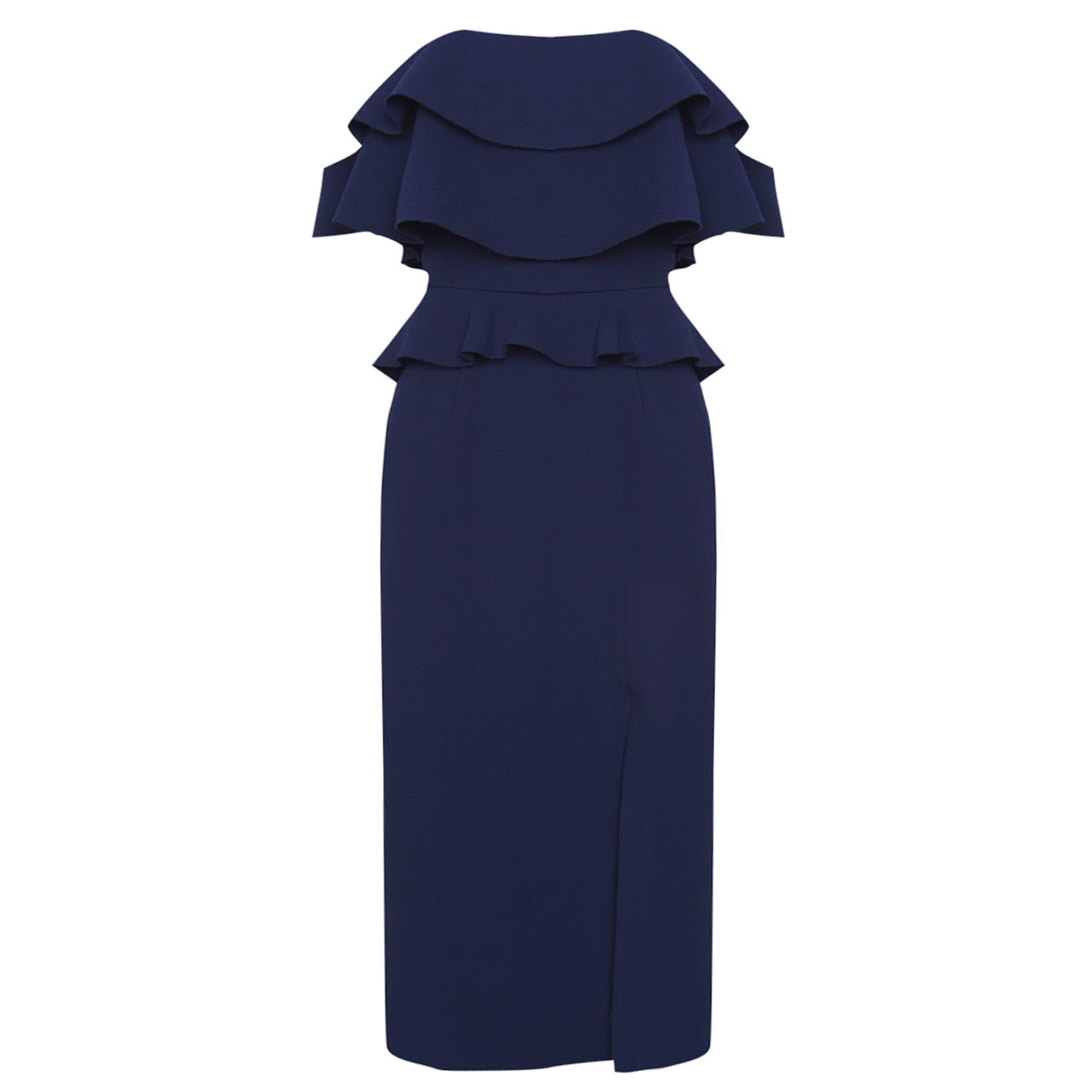 navy midi bardot dress