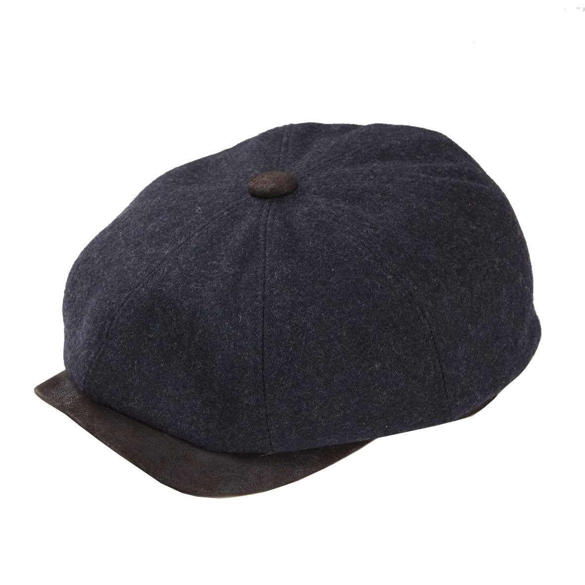 Dasmarca Hats Men's Eden Slate Grey Wool Newsboy Bakerboy Peaky Cap With Leather Visor Peak In Grey
