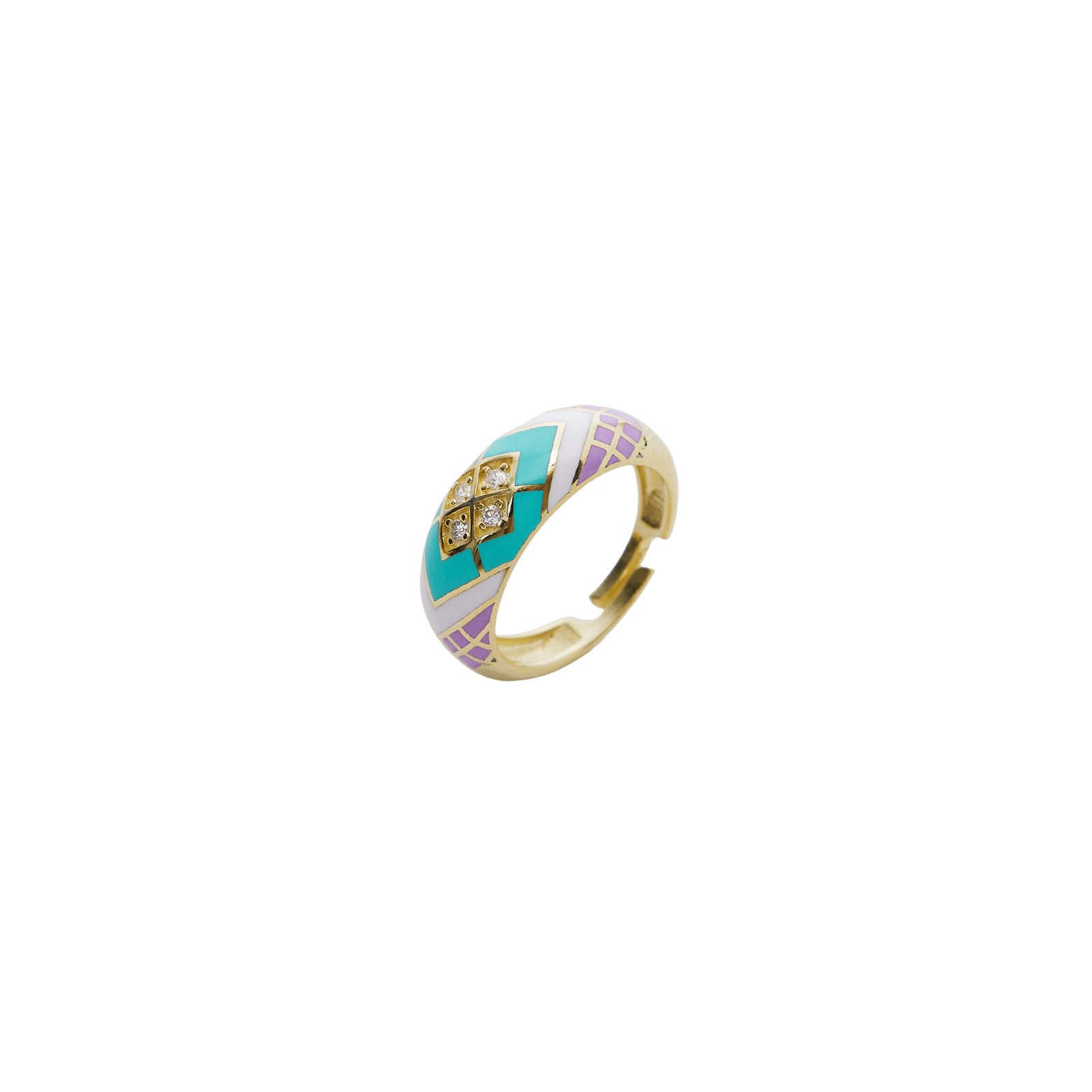 Women’s Neutrals / Blue Enamel Turquoise Five Color Sterling Silver Dome Ring Spero London