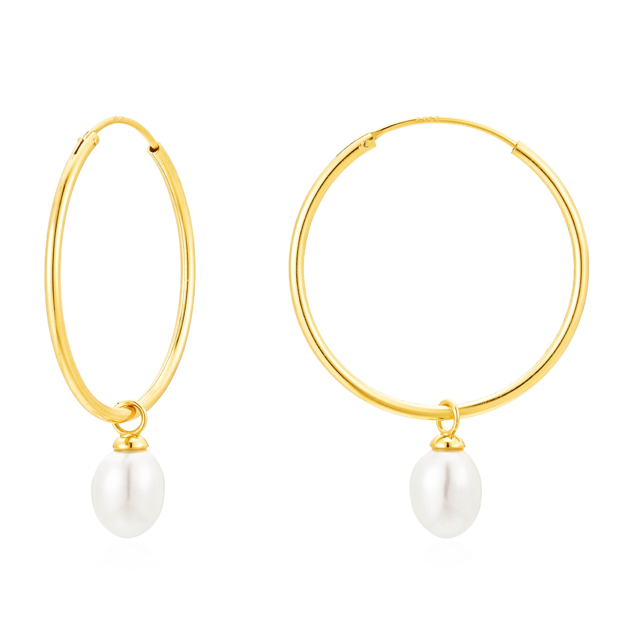 Women’s Gold Pearl Charm Hoops | Amelia Roxanna Jewellery