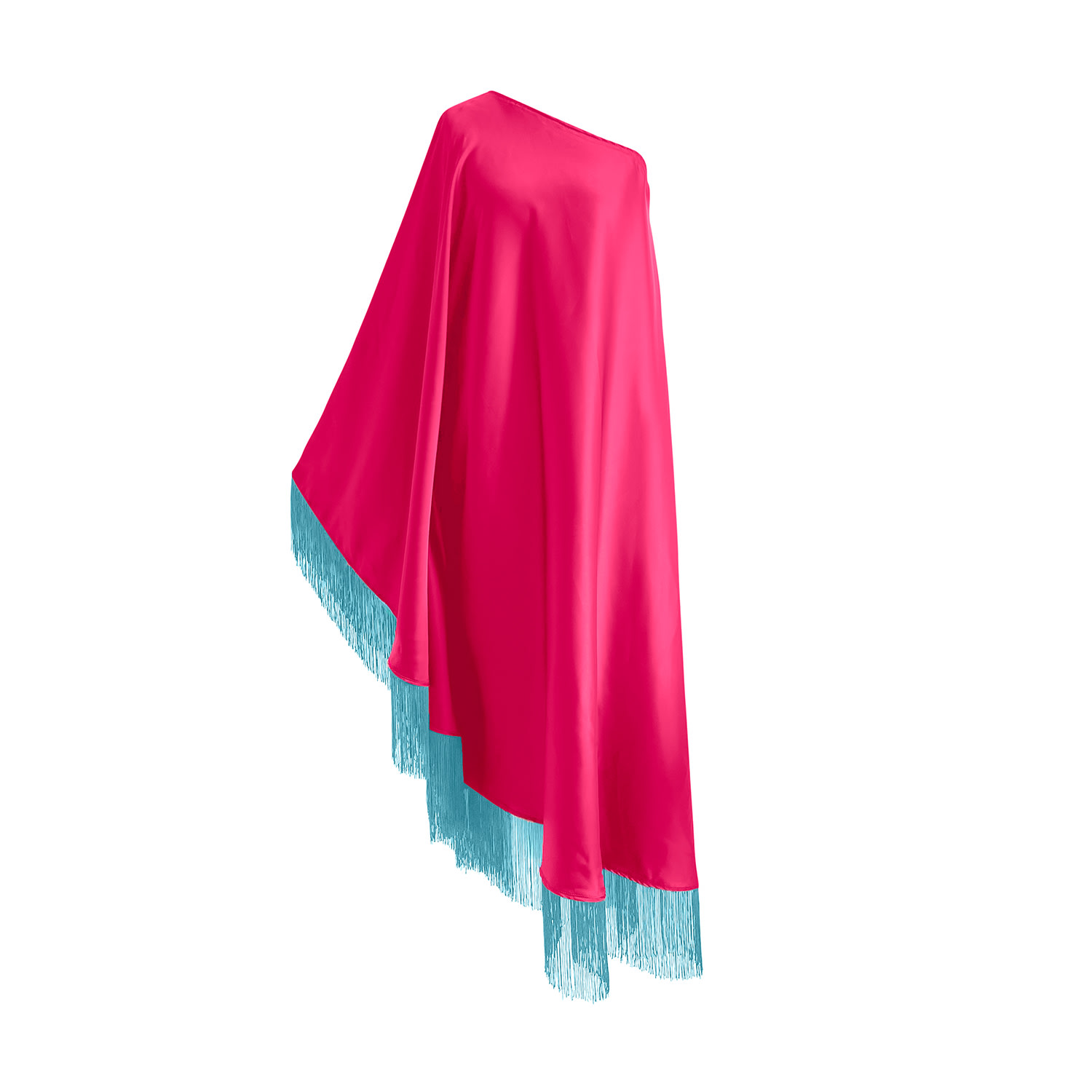 Toma Women's Pink / Blue Baby Blue Fringe Off Shoulder Glam Fuchsia Midi Dress In Pink
