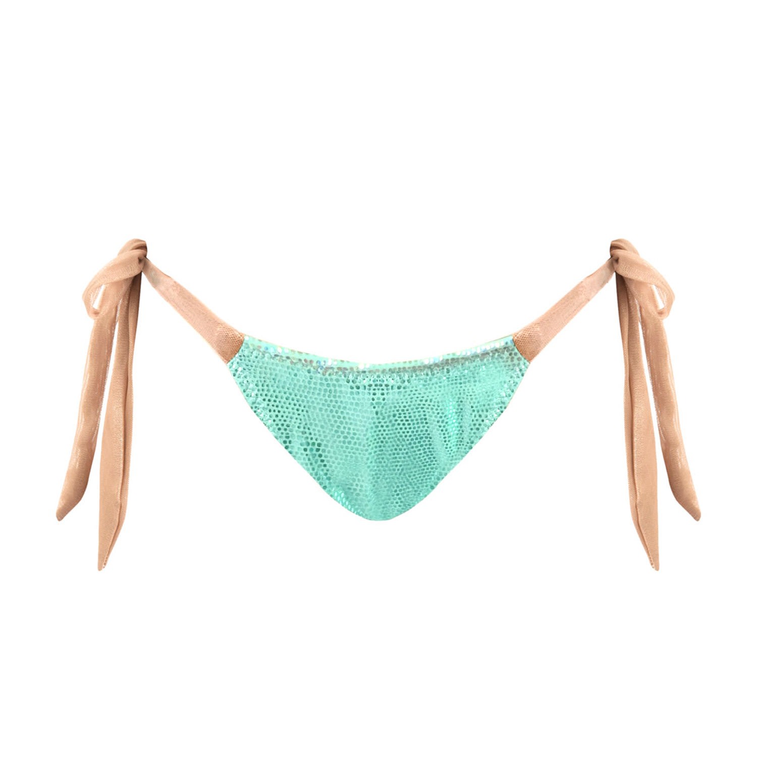 Deessa Ibiza Women's Gold / Green / Rose Gold Mint Metallic High Leg Tie-side Bikini Bottom Leah Sargantana