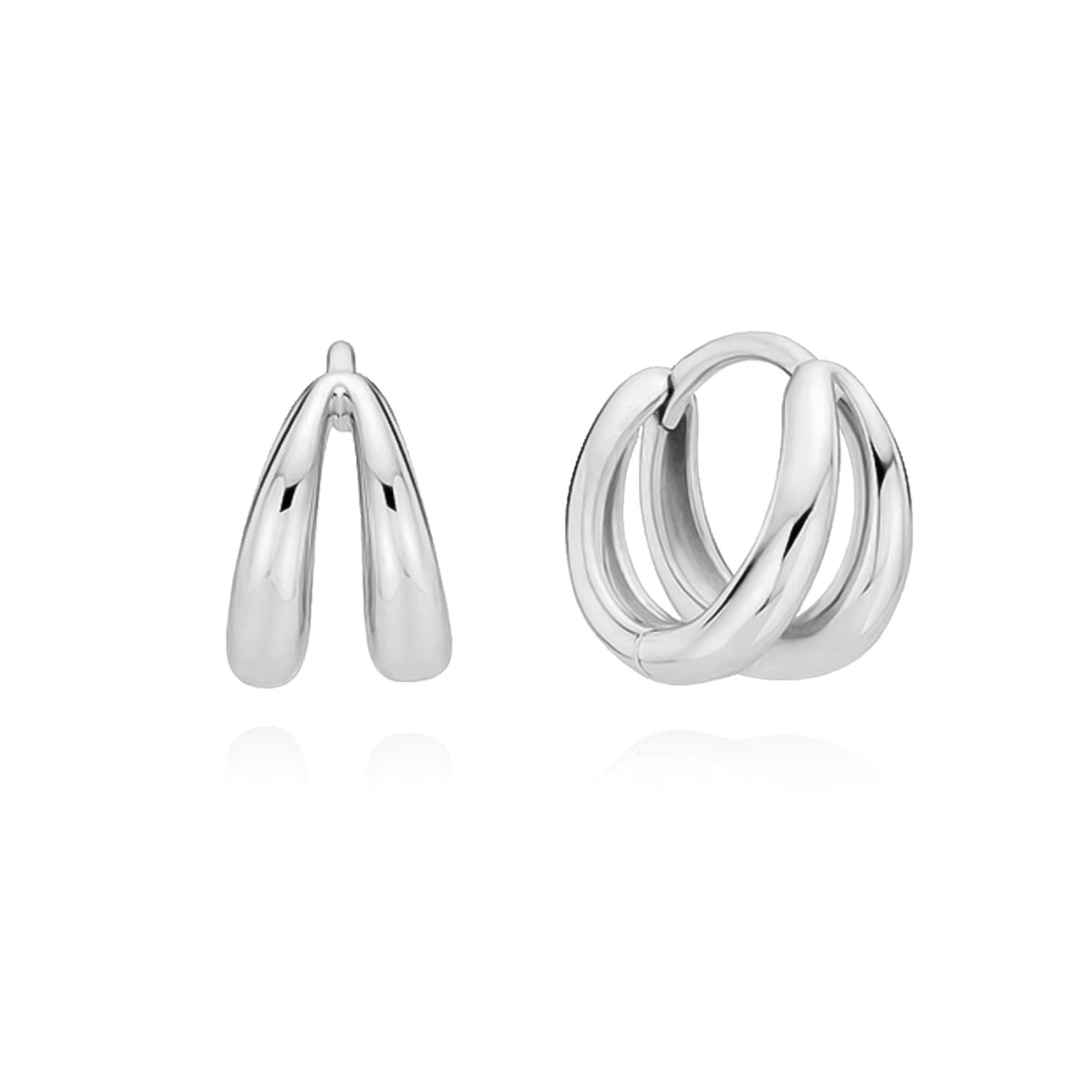 Cote Cache Women's Mini Double Line Silver Huggie Hoop Earrings In Silver