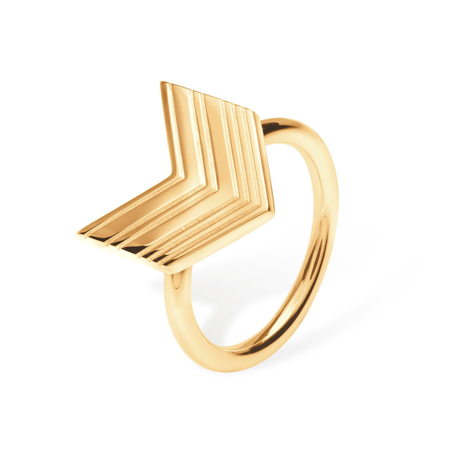 Women’s Art Deco Arrow Ring In Gold Vermeil Lucy Quartermaine