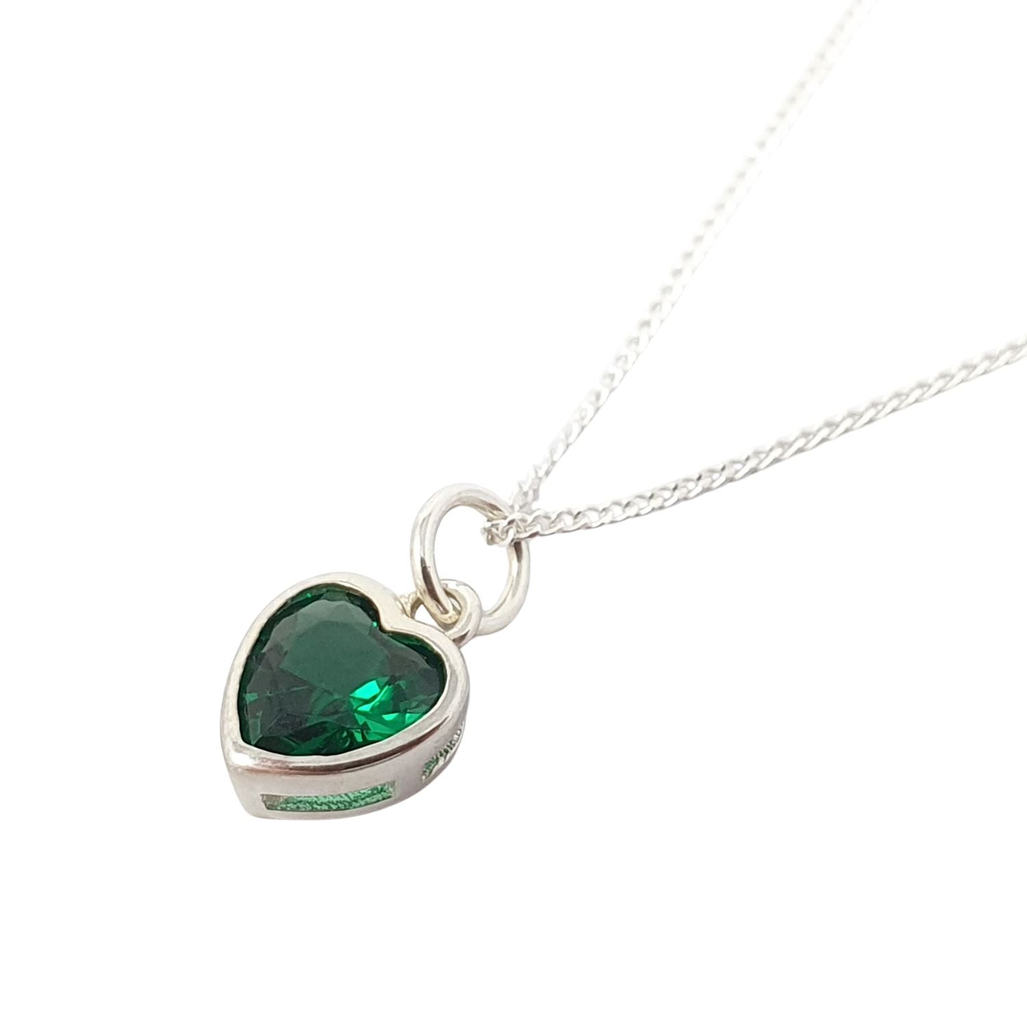 Women’s Silver / Green Mini Heart Silver Emerald May Birthstone Necklace Harfi