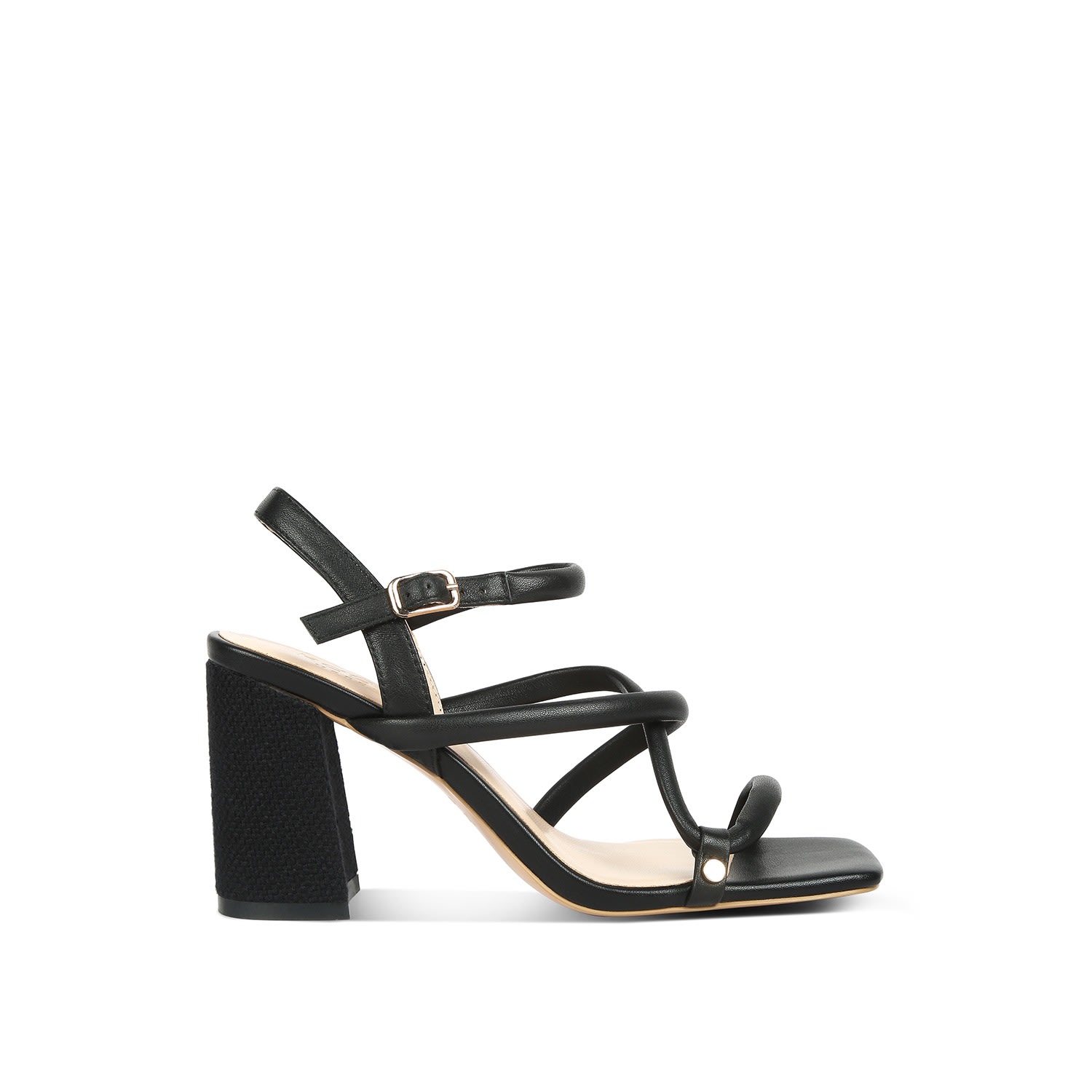 Women’s Artha Open Square Toe Block Heel Sandals In Black 3 Uk Rag & Co.